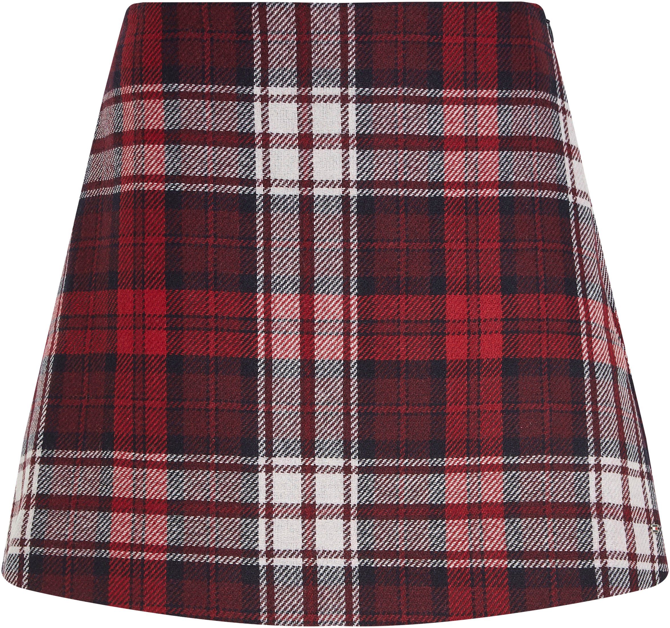 Tommy Hilfiger Kokerrok TARTAN MINI SKIRT Webrok met klein metalen label