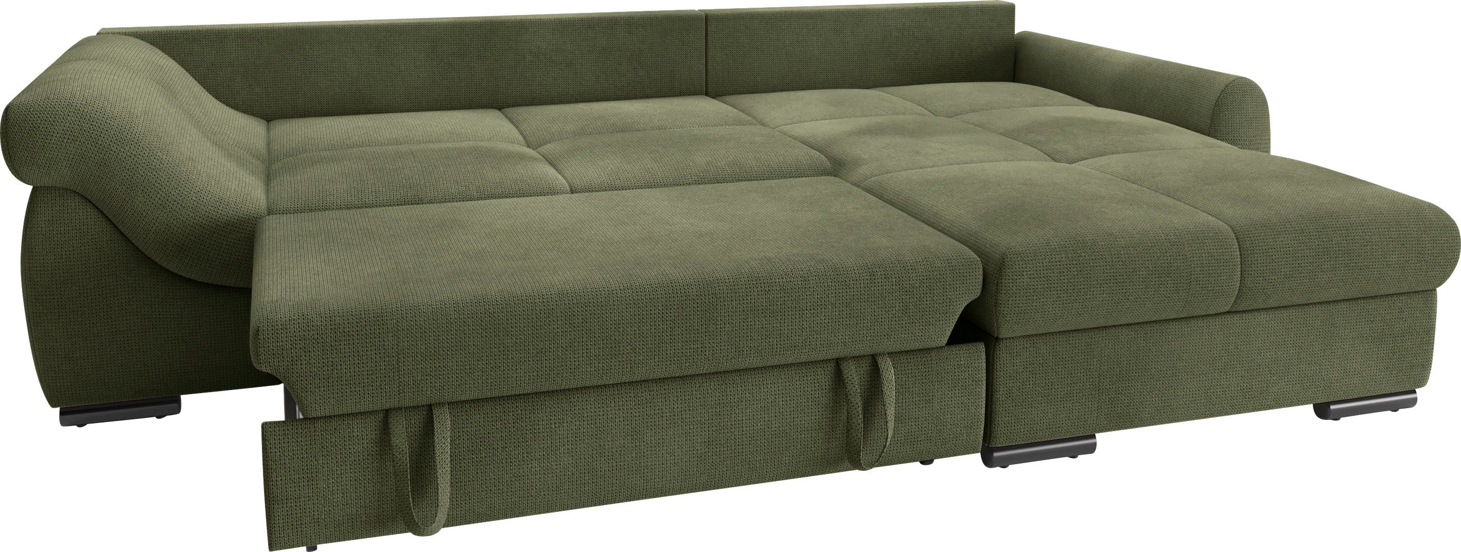 Mr. Couch Hoekbank Livorno DuraFlex L-vorm incl. hoogslaper beduitbreiding, xl bedbox wit gecoat
