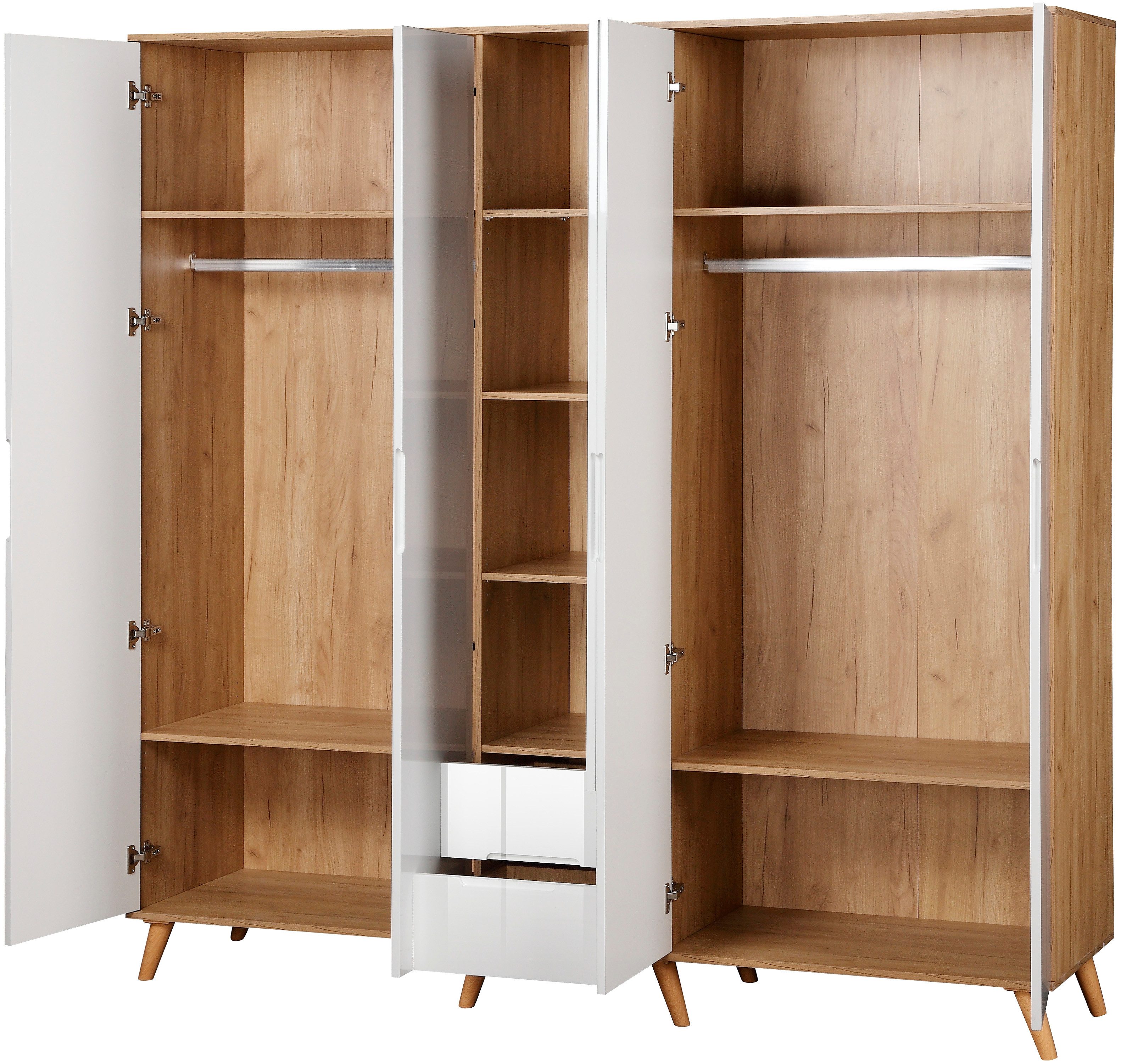 andas Kledingkast Lund slaapkamerkast bestseller in Scandinavisch design Kledingkast met premium binneninrichting, breedte 200 cm hoogglans