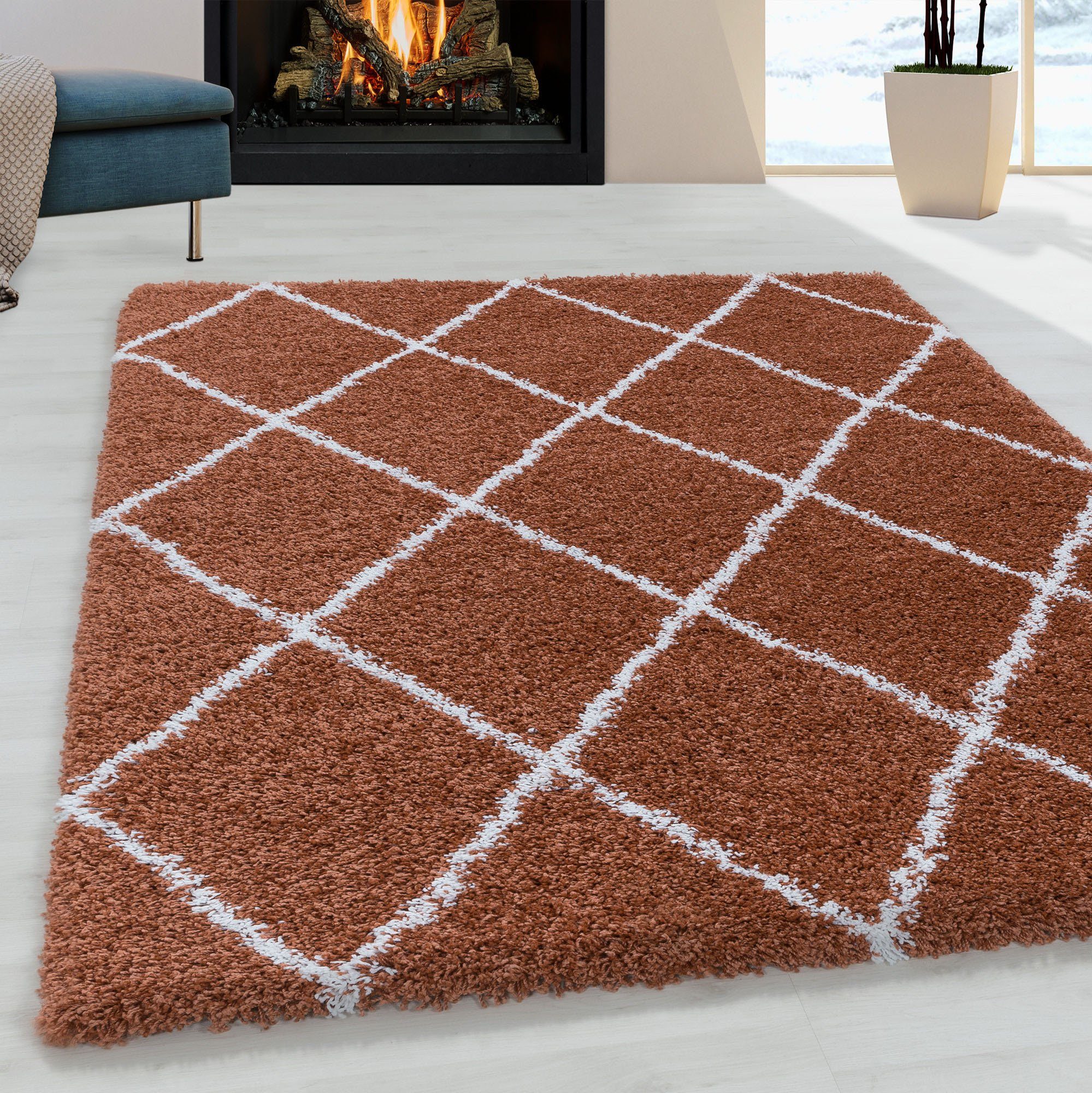 Ayyildiz Teppiche Hoogpolig vloerkleed ALVOR 3401 moderne vloerkleden maat 160 cm x 230 cm x 50 mm oranje