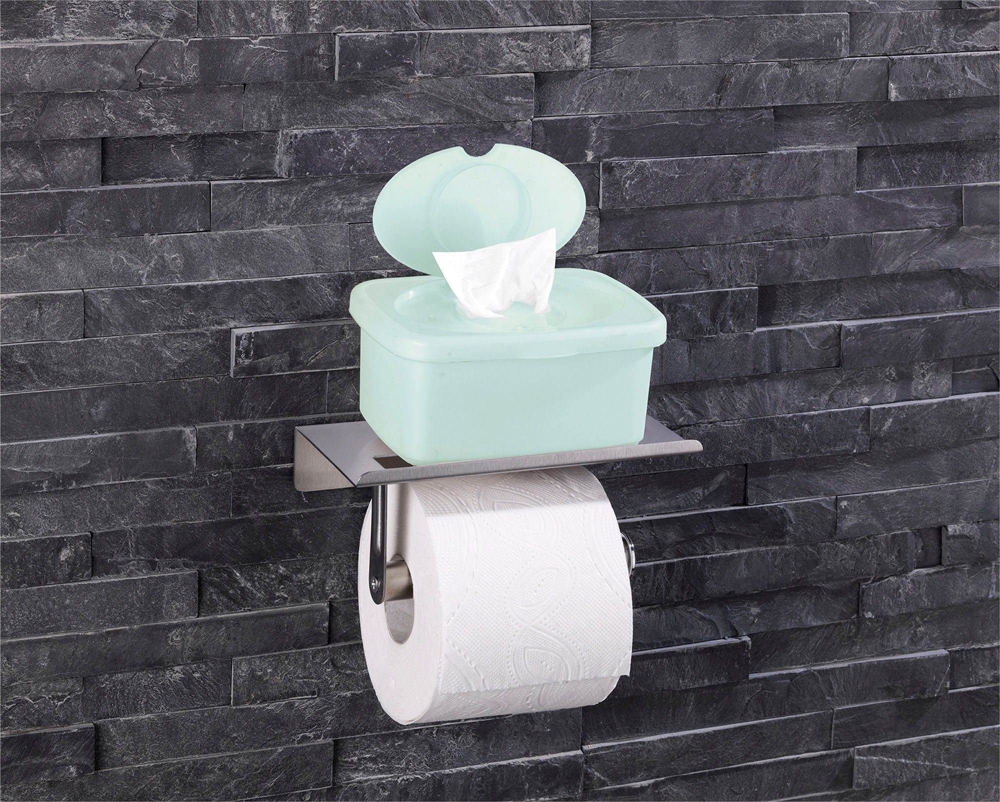 Maximex Toiletrolhouder Rollenhouder Edelstaal, 18 x 7,5 x 9,5 cm