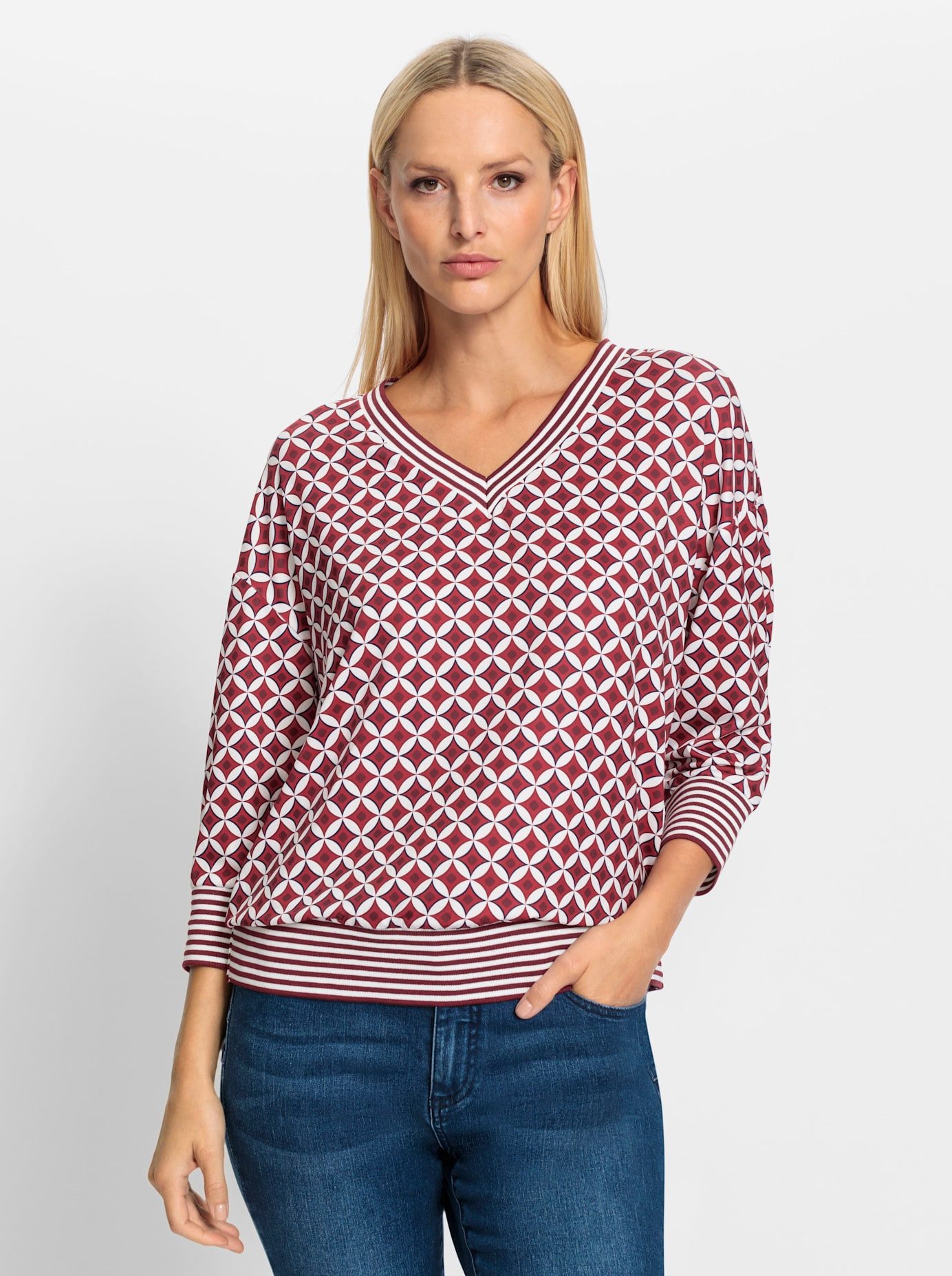 heine Shirt met 3 4 mouwen Gedessineerd shirt (1-delig)