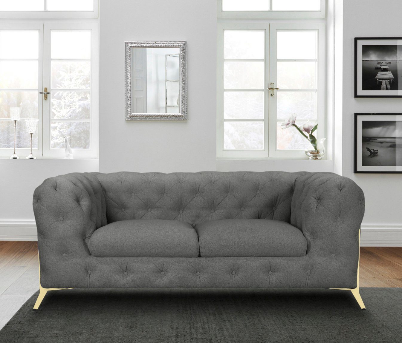 Leonique Chesterfield-bank Amaury luxueuze capitonnage, moderne chesterfield look, kleur van de poten ter keuze