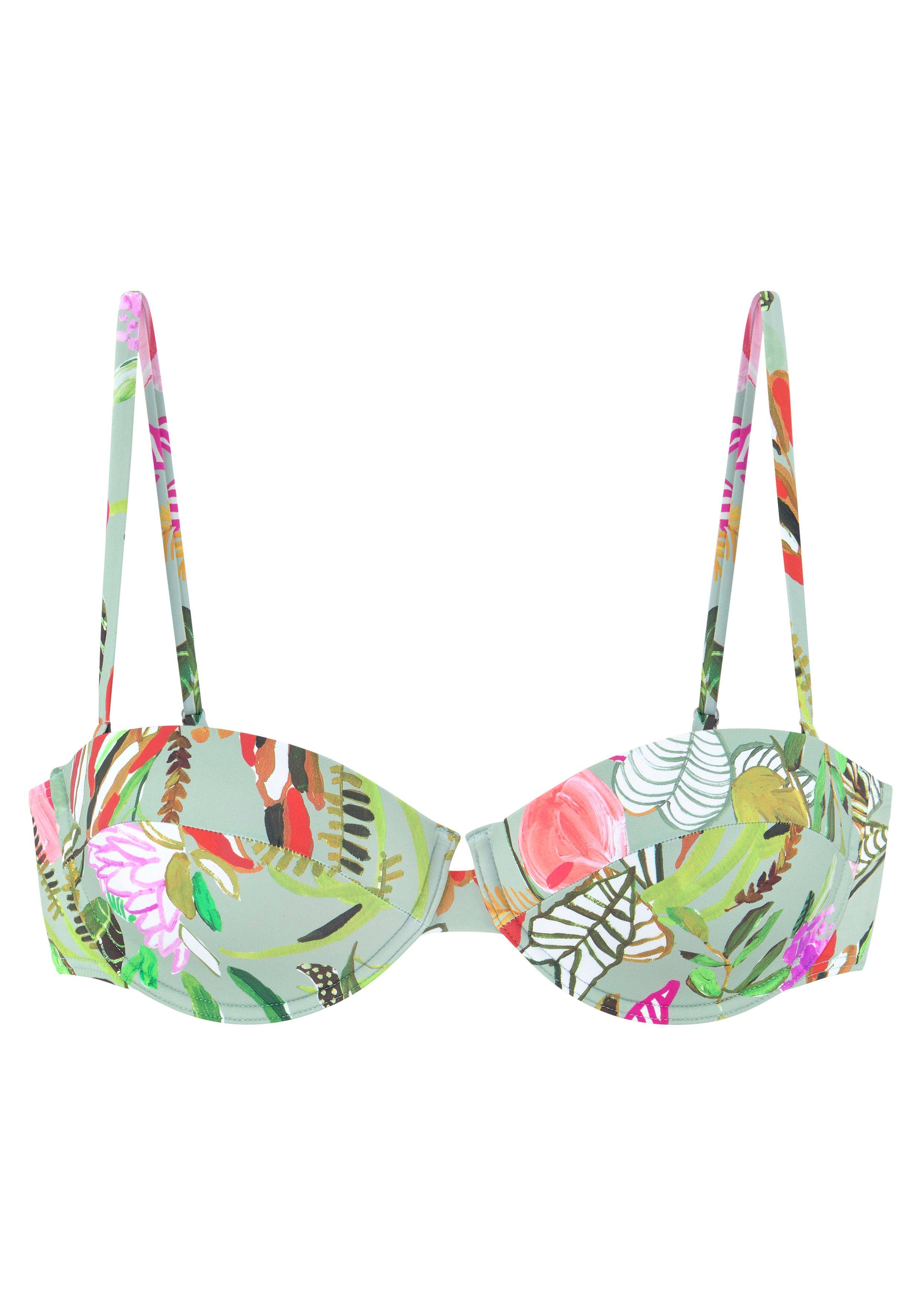 s.Oliver RED LABEL Beachwear Balconette-bikinitop Herfst met gebloemd design