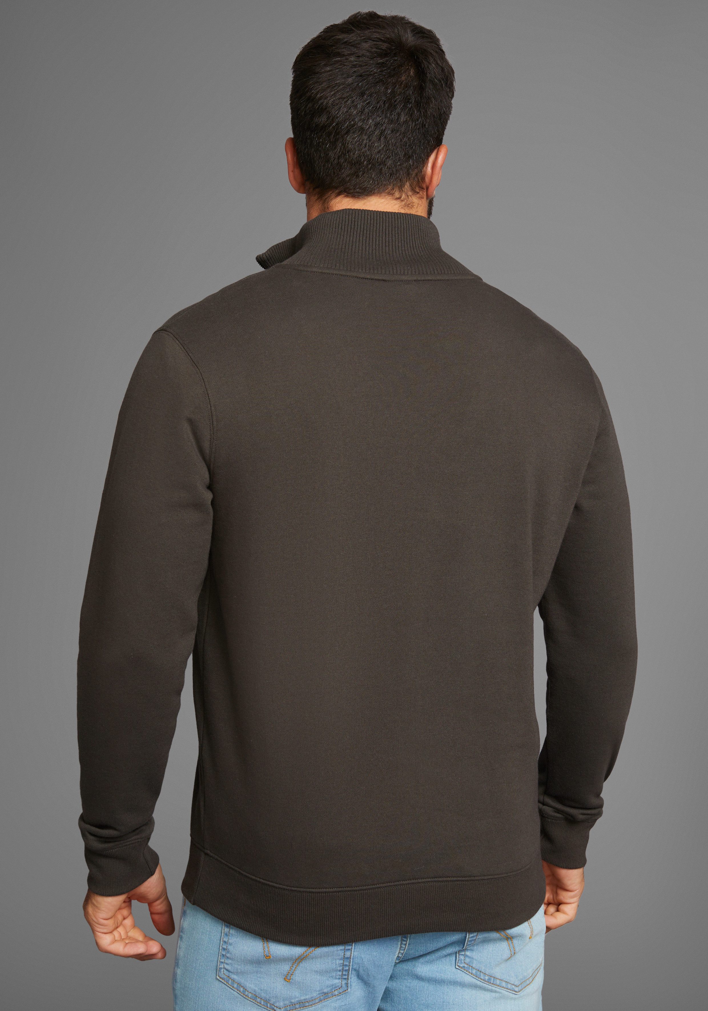 H.I.S Sweatshirt effen van rekbare sweatstof met logoborduring