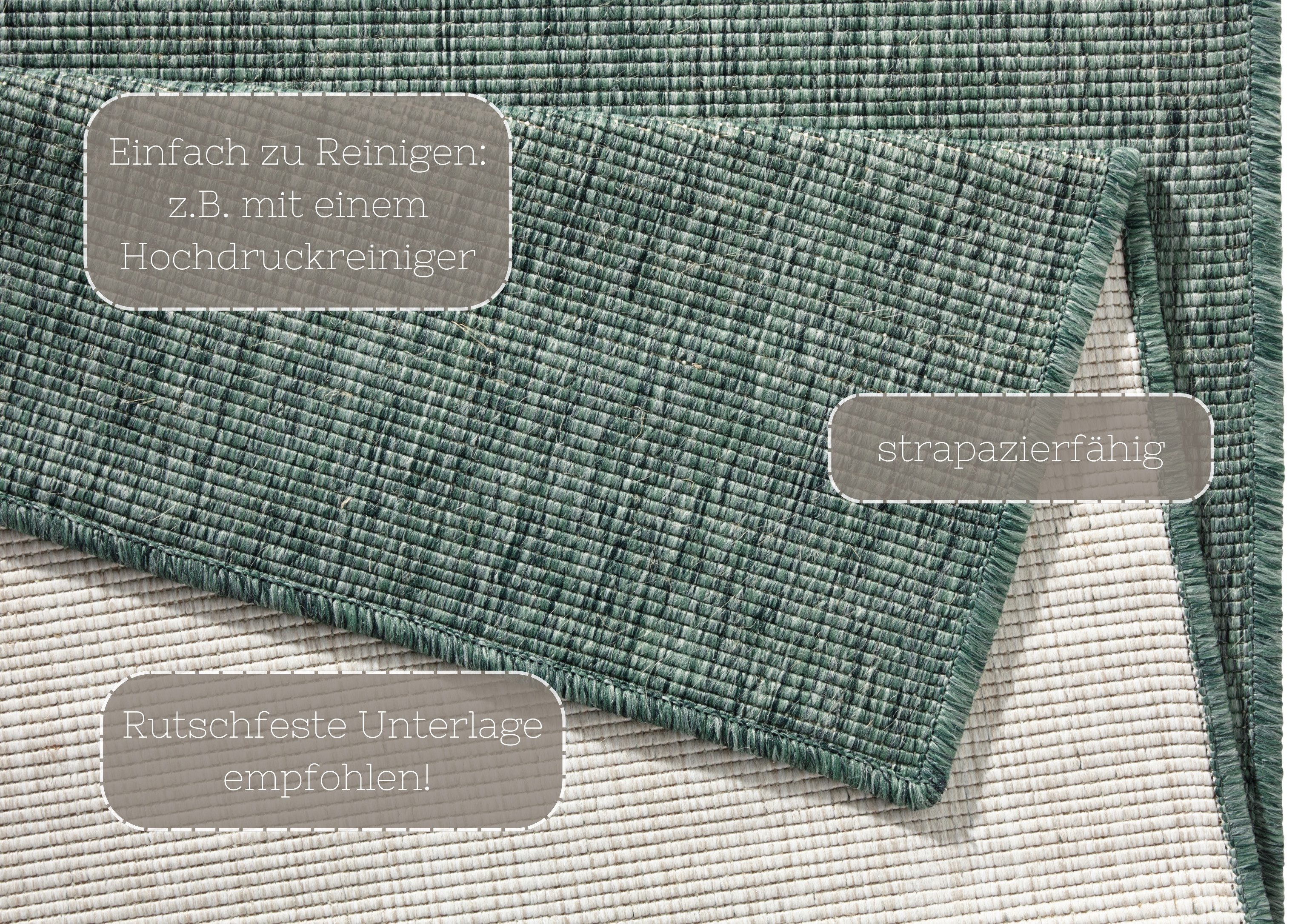 NORTHRUGS Vloerkleed Miami omkeerbaar tapijt Binnen- en buitengebruik, weerbestendig, balkon, loper, woonkamer, waterbestendig