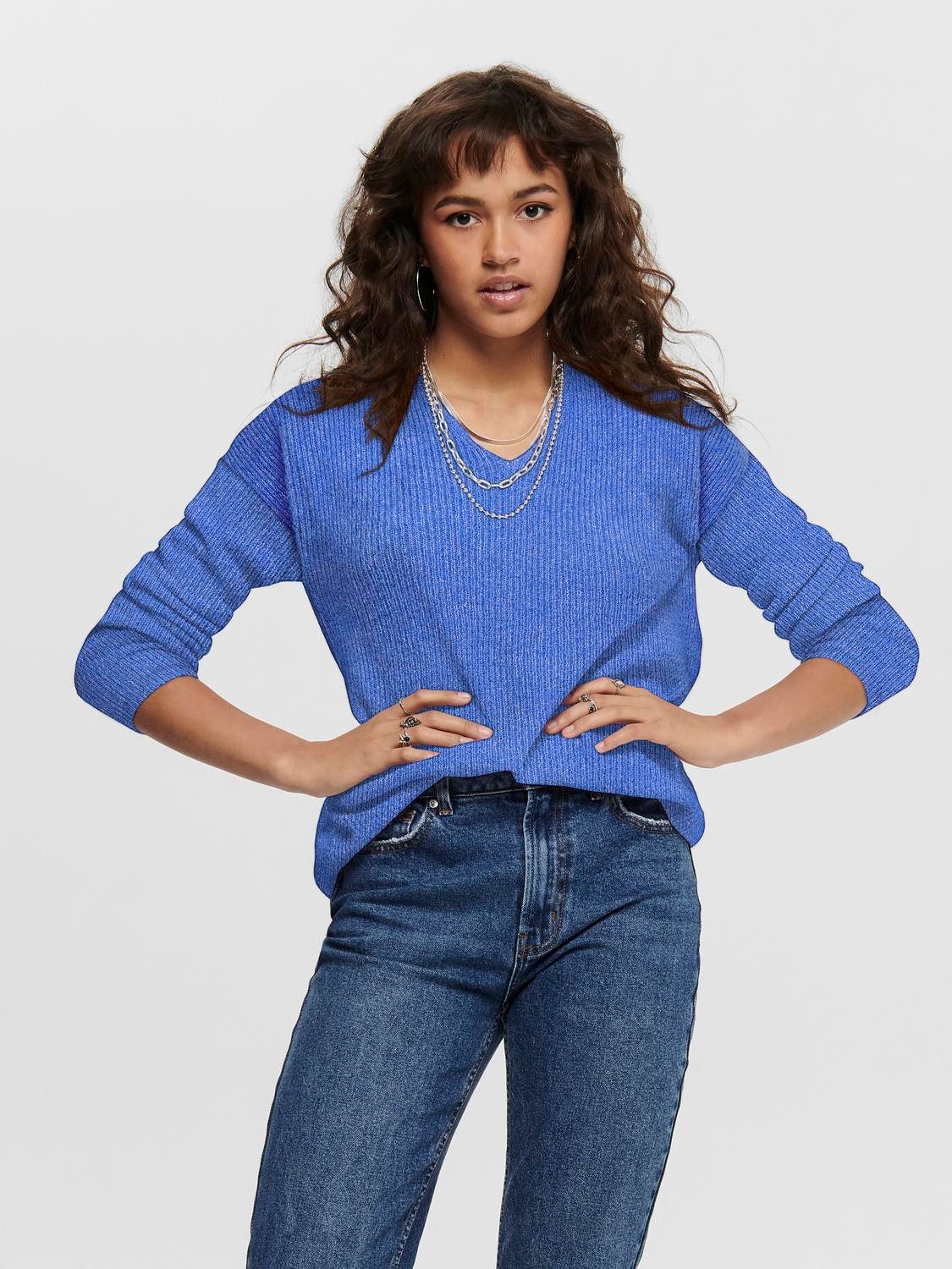 Only Trui met V-hals ONLCAMILLA V-NECK L S PULLOVER KNT NOOS