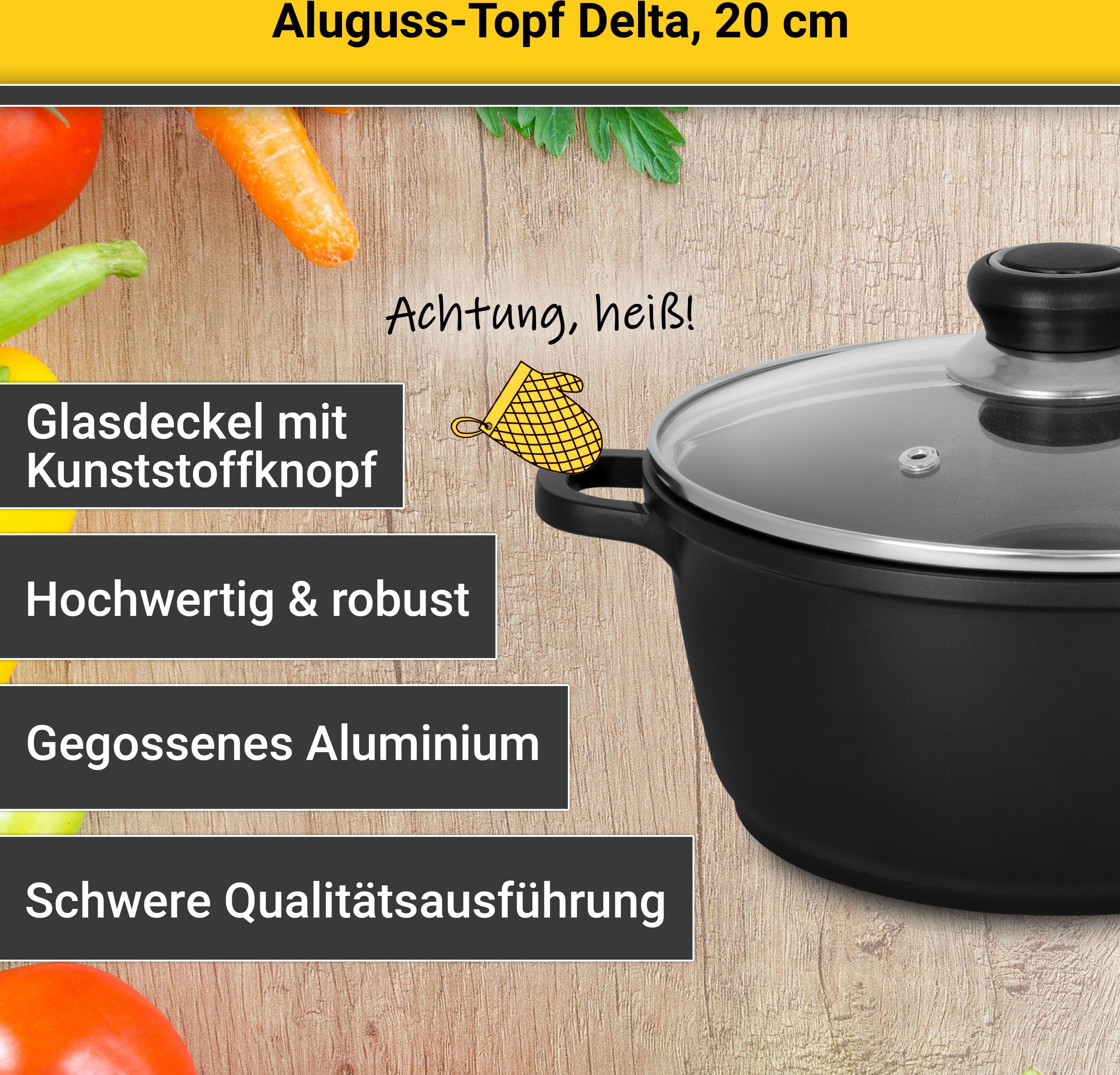Krüger Braadpan Gietaluminium braadpan met glazen deksel delta