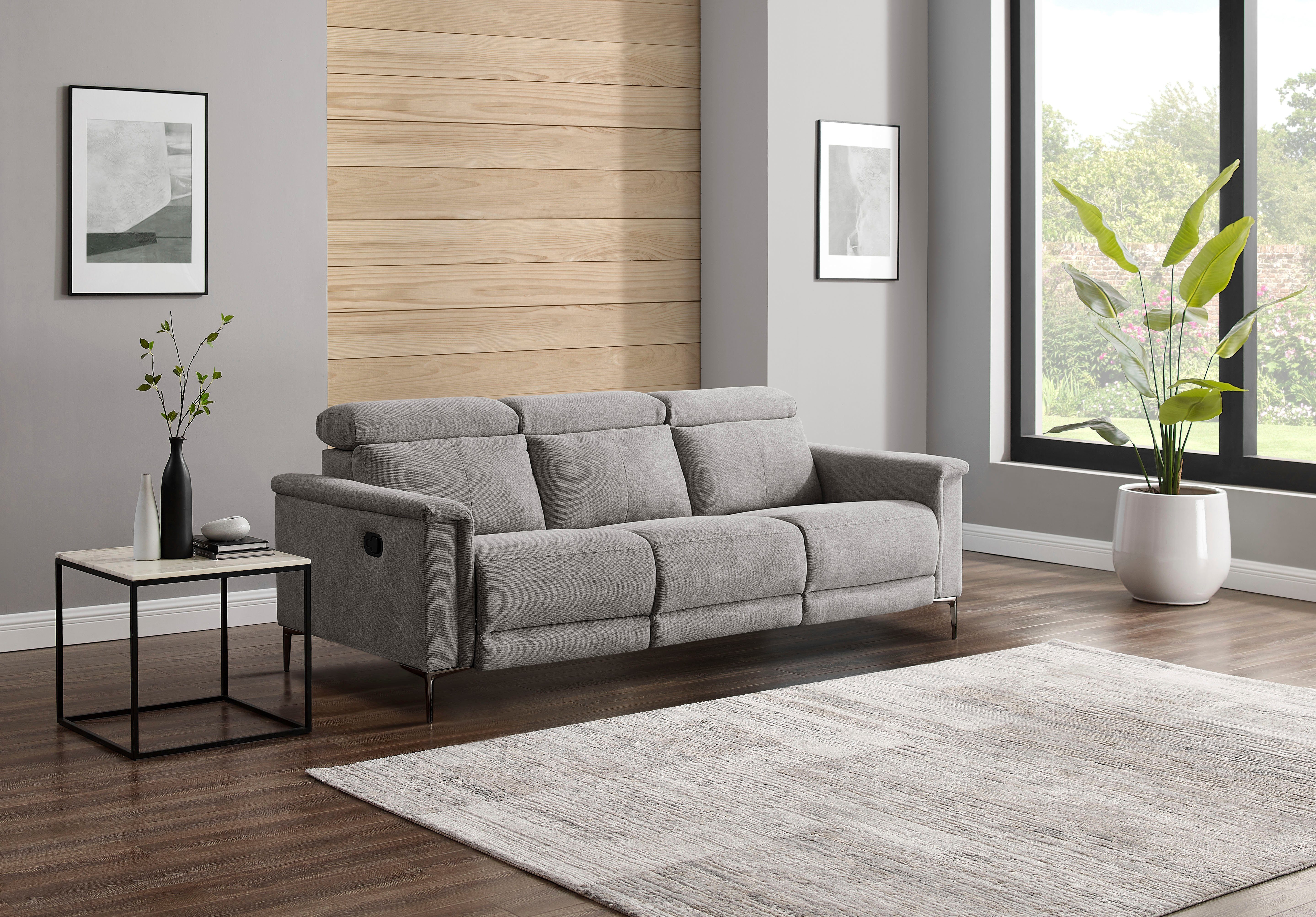 Places of Style 3-zitsbank Lund, met handmatige en elektrische relaxfunctie in 2 zittingen (links en rechts), usb-a, echt leer, kunstleer, geweven stof,