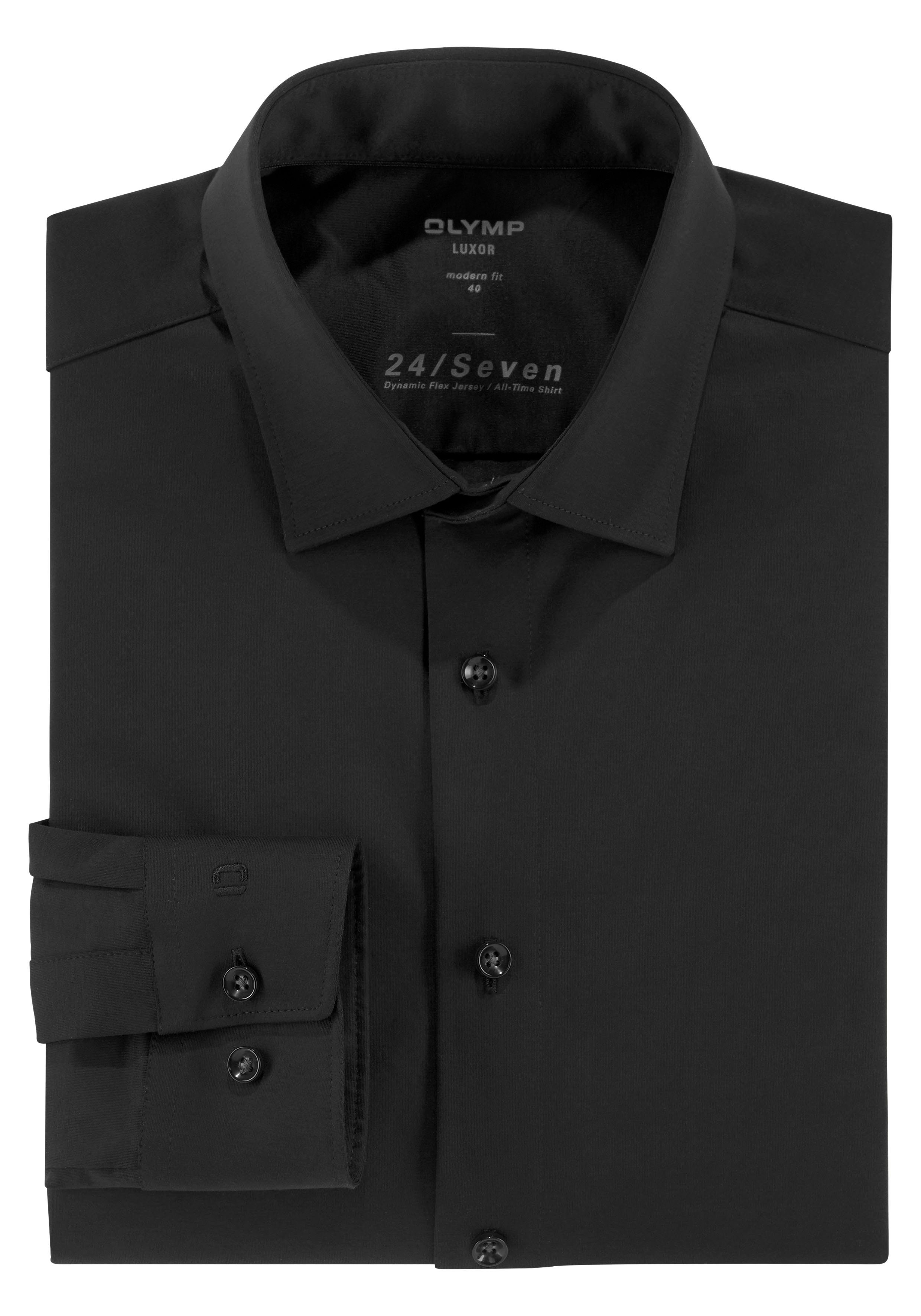 OLYMP Overhemd met lange mouwen Luxor 24/Seven modern fit jersey shirt met geurremmende materiaaleigenschappen