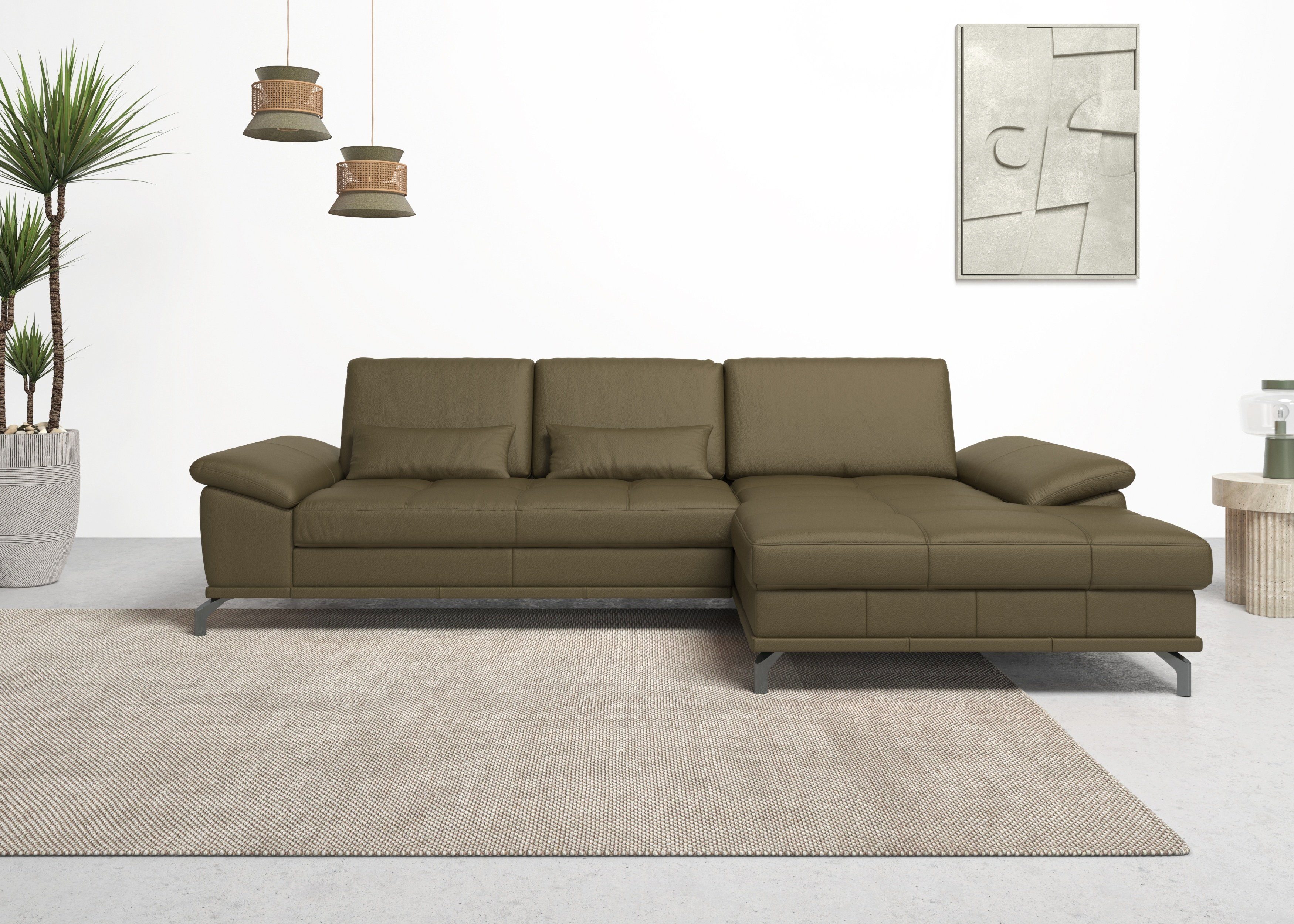 Places of Style Hoekbank Costello L-vorm, met zitdiepteverstelling, armleuningverstelling en