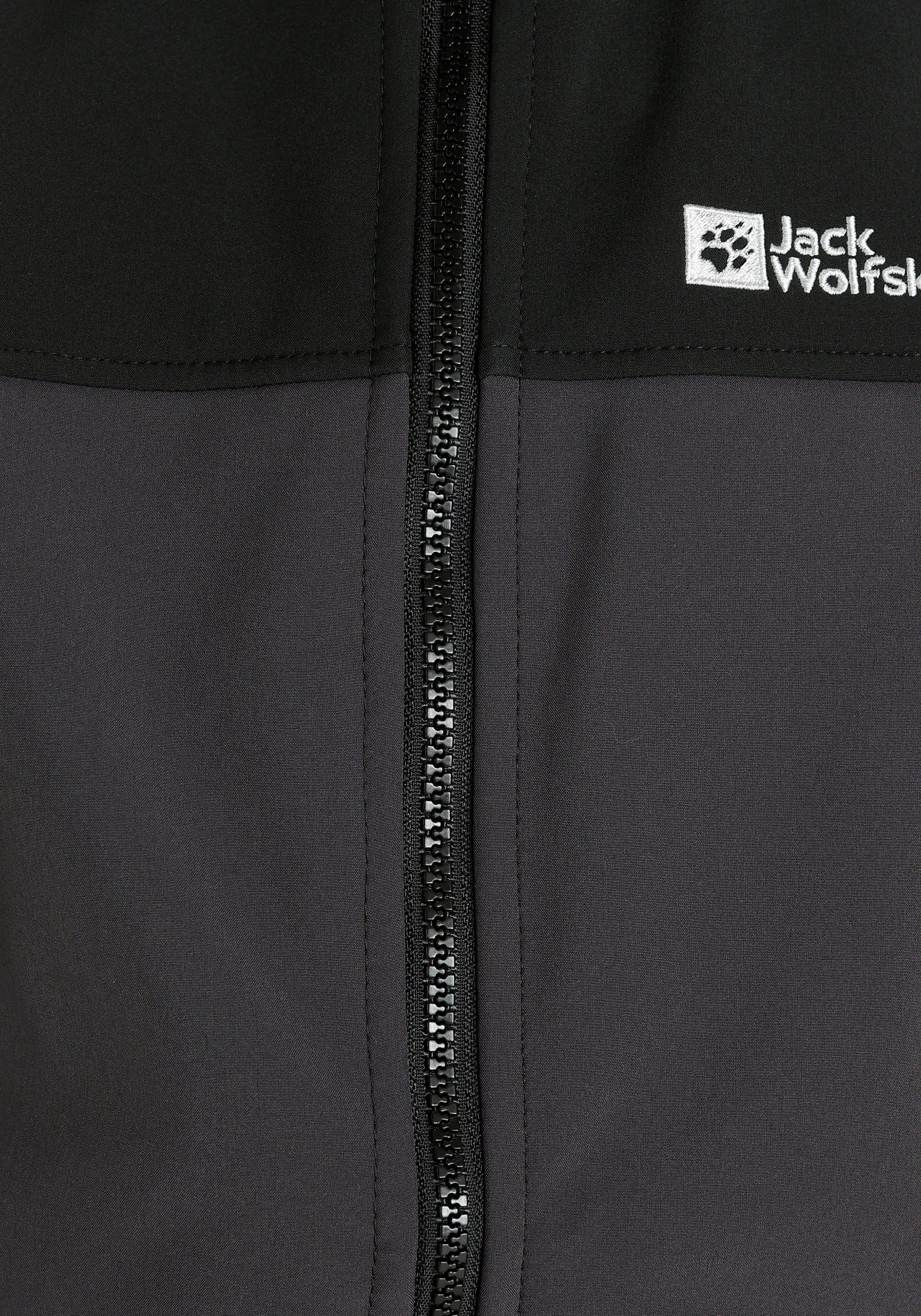 Jack Wolfskin Softshell-jack FOURWINDS JACKET KIDS met contrastkleurige details
