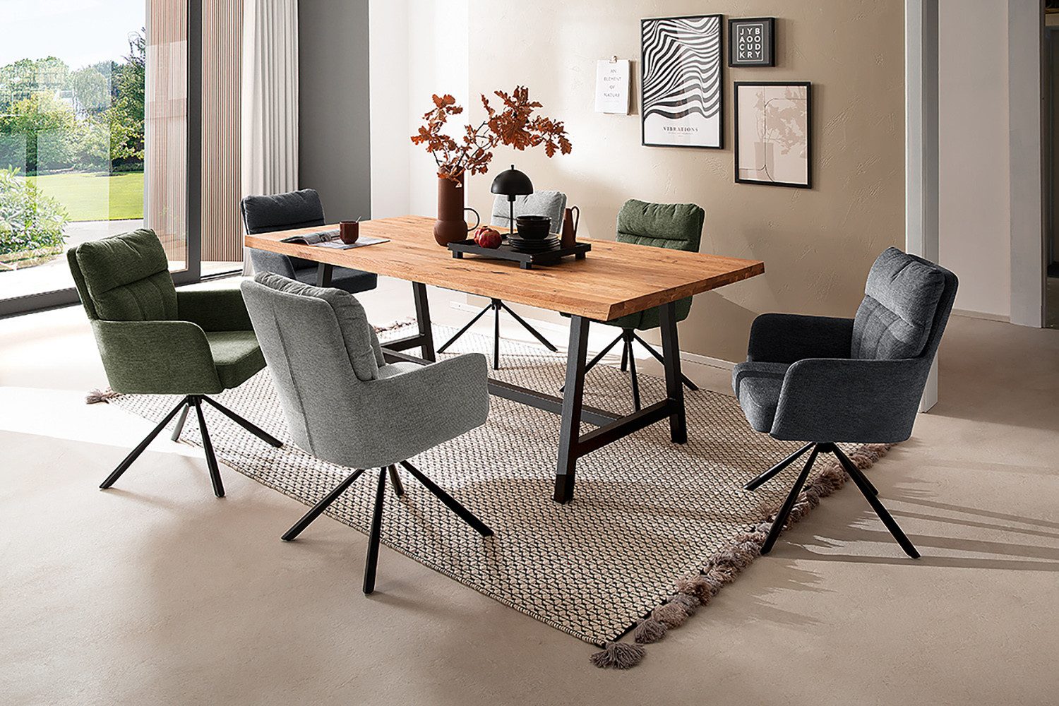 MCA furniture Eetkamerstoel Utica (2-set), draaibaar 180°, pocketvering, zithoogte ca. 50 cm