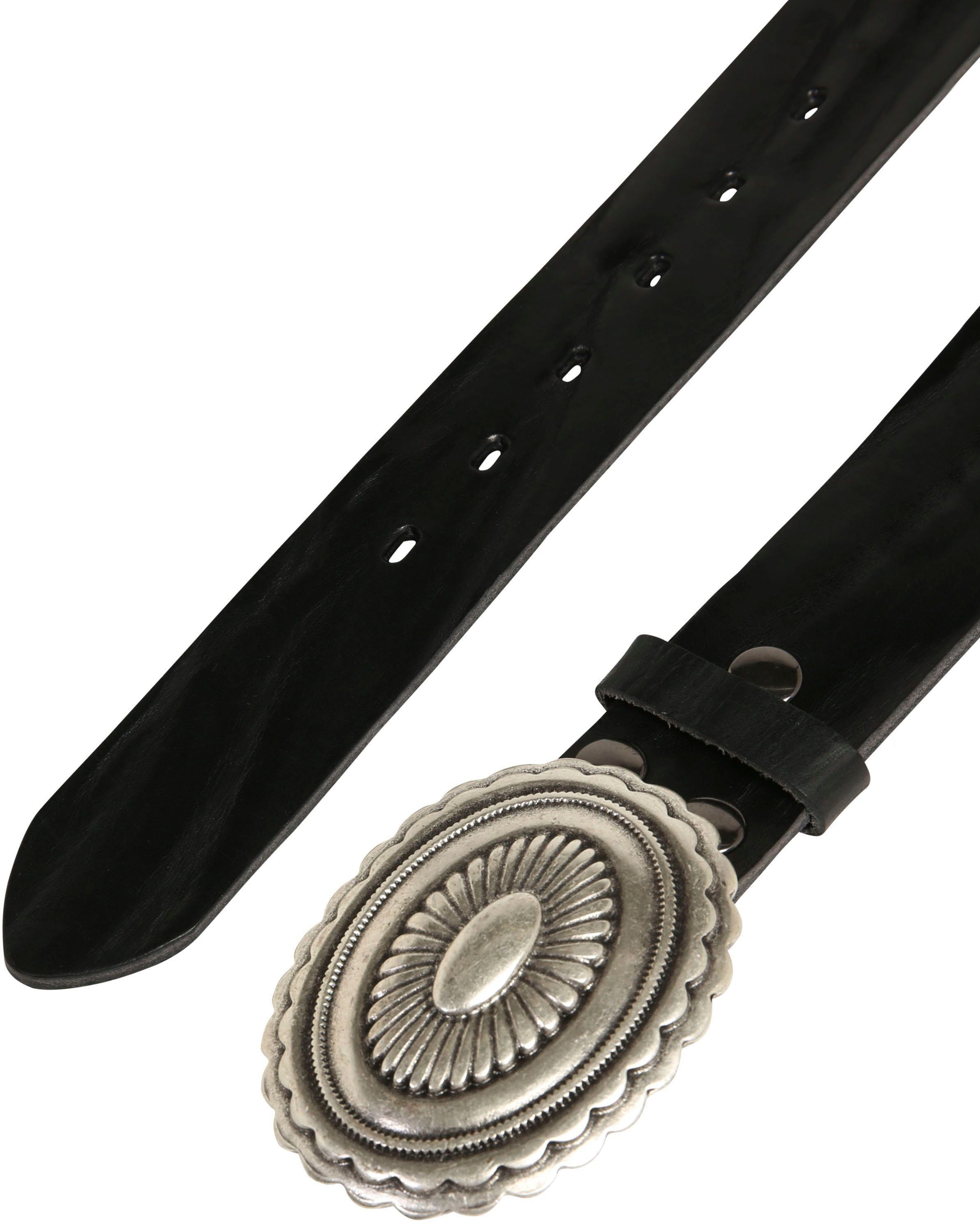RETTUNGSRING by showroom 019° Leren riem met verwisselbare sluiting "mandala zilverkleur"