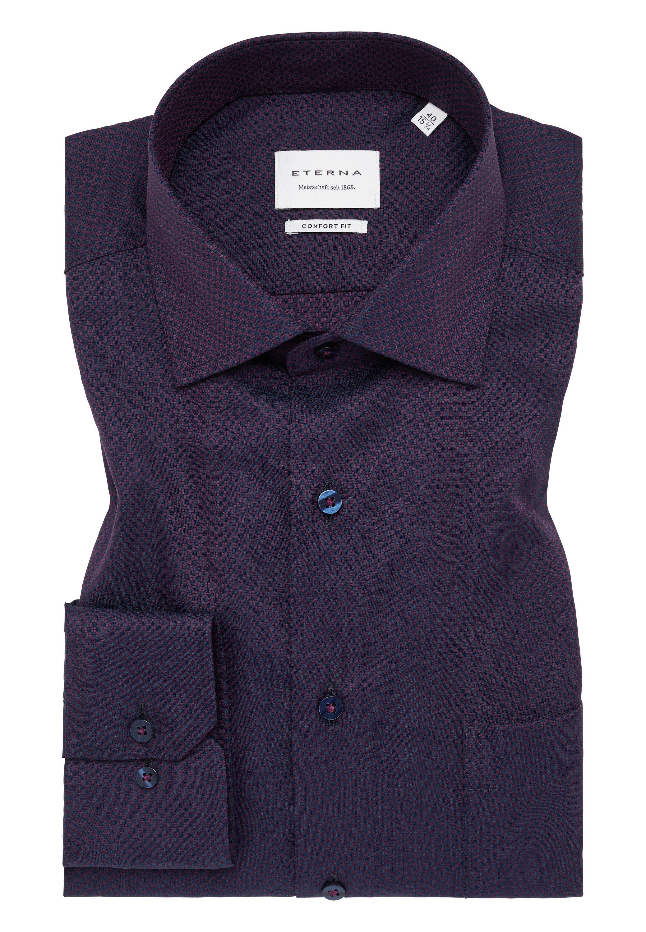 Eterna Overhemd met lange mouwen Comfort fit NON IRON (strijkvrij)