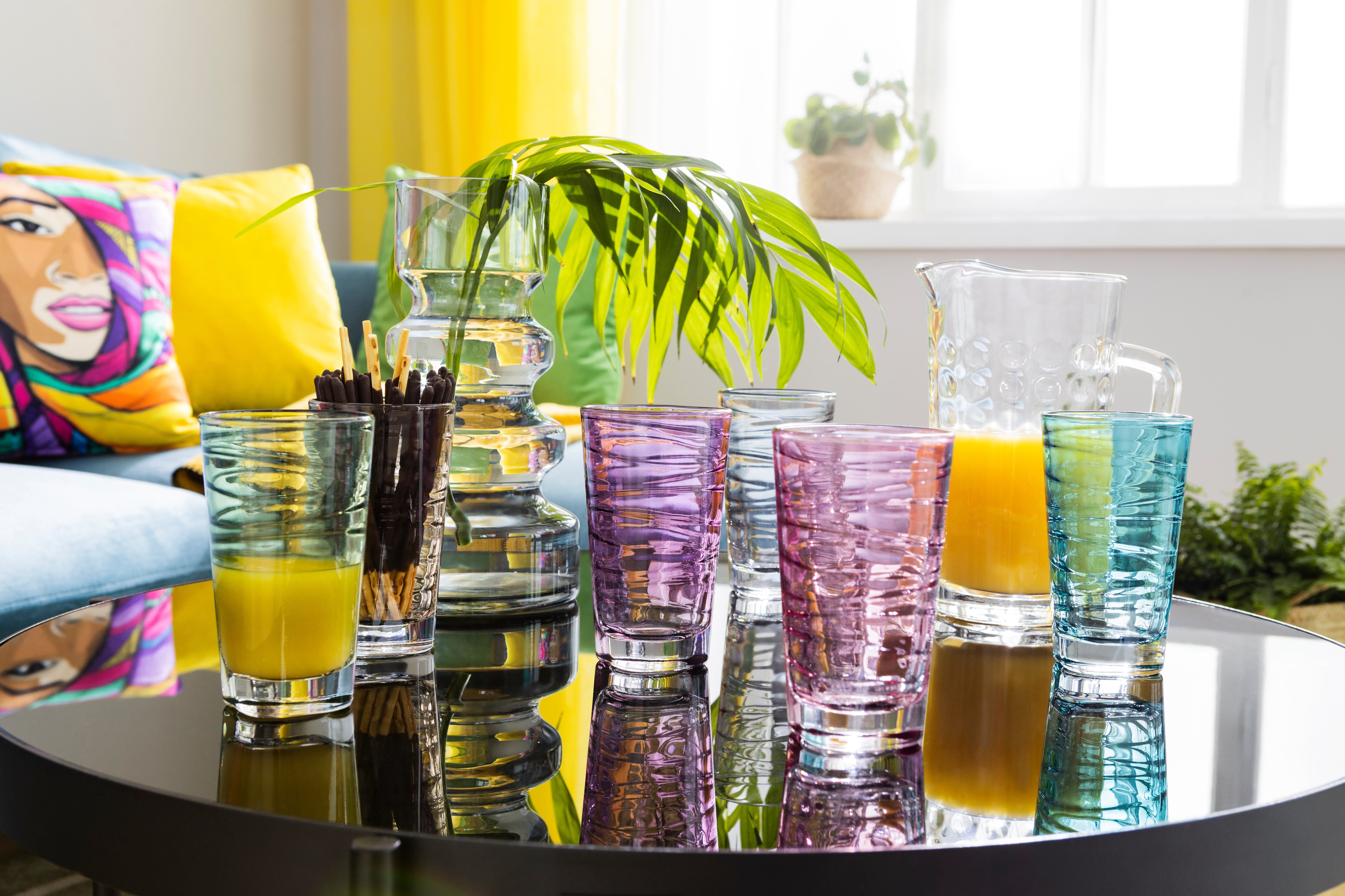 LEONARDO Longdrinkglas Colori veredeld met lichtechte hydroglazuur, 280 ml(set, 6-delig)