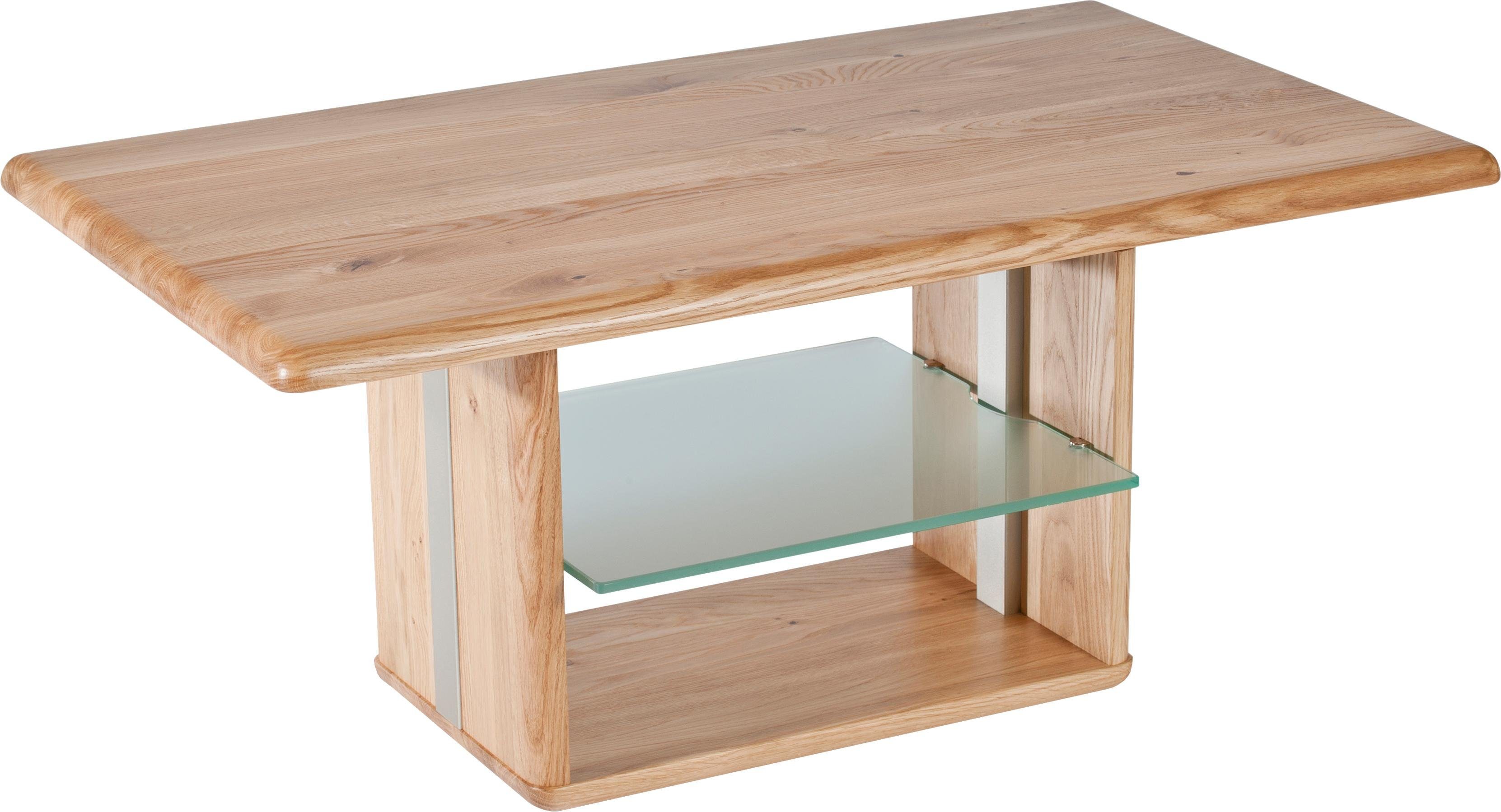 Vierhaus Salontafel Viola Massief hout, planchet glas gesatineerd, verrijdbaar salontafels bruin