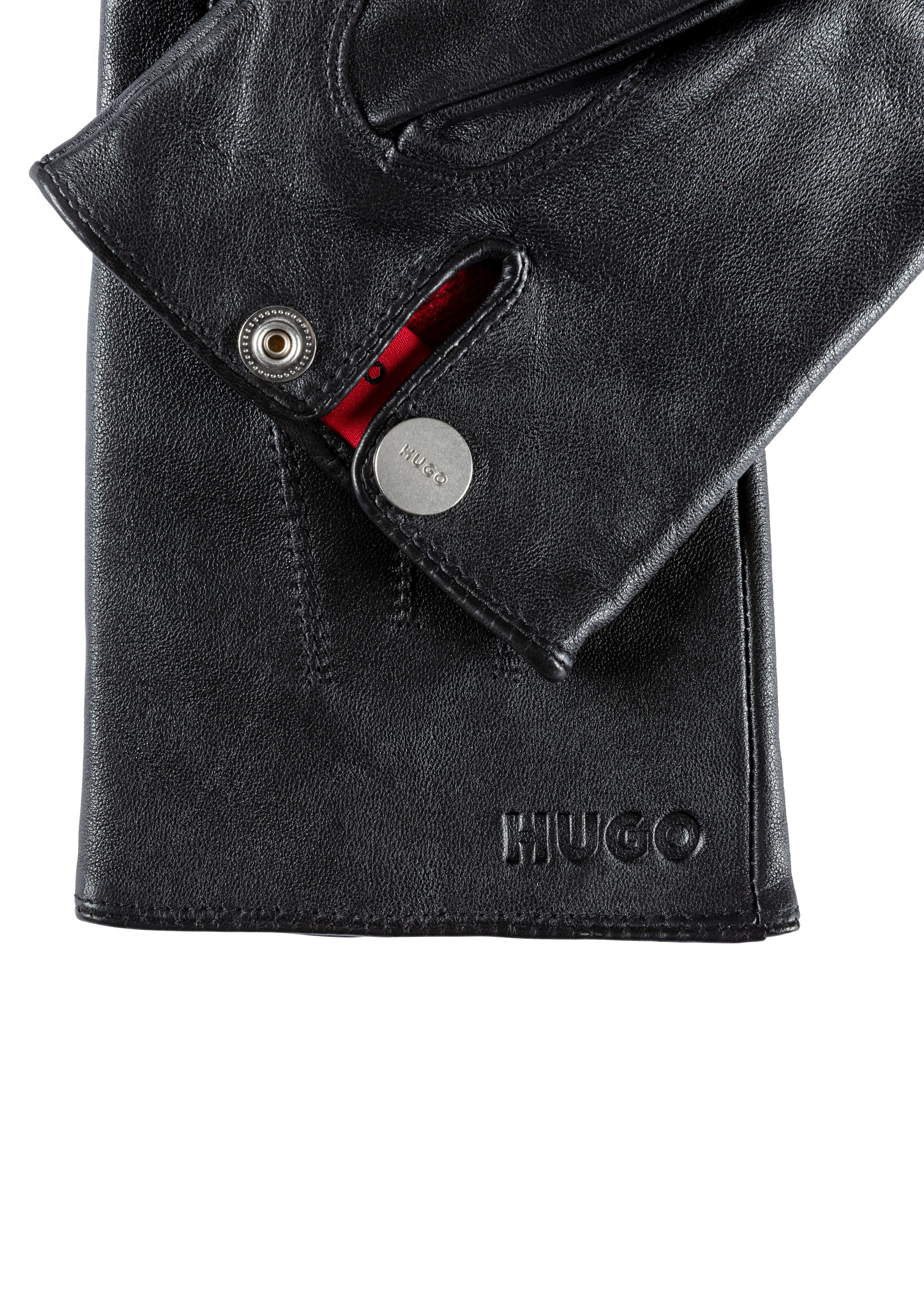 HUGO Leren handschoenen JAAN met logo op de knop