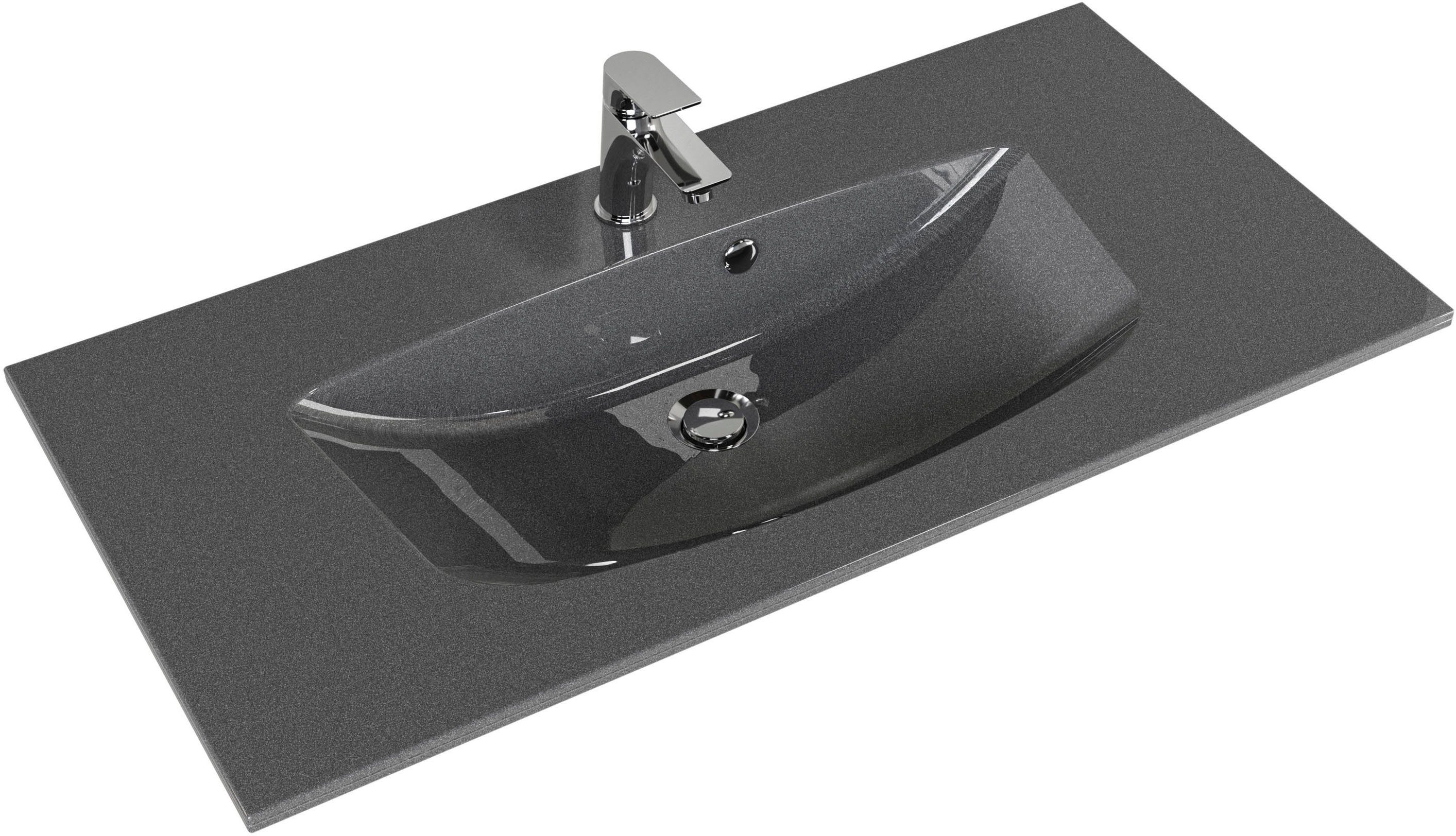Saphir Wastafelonderkast Serie 6025 mineraalmarmeren wastafel met onderkast, 97 cm breed (2-delig)
