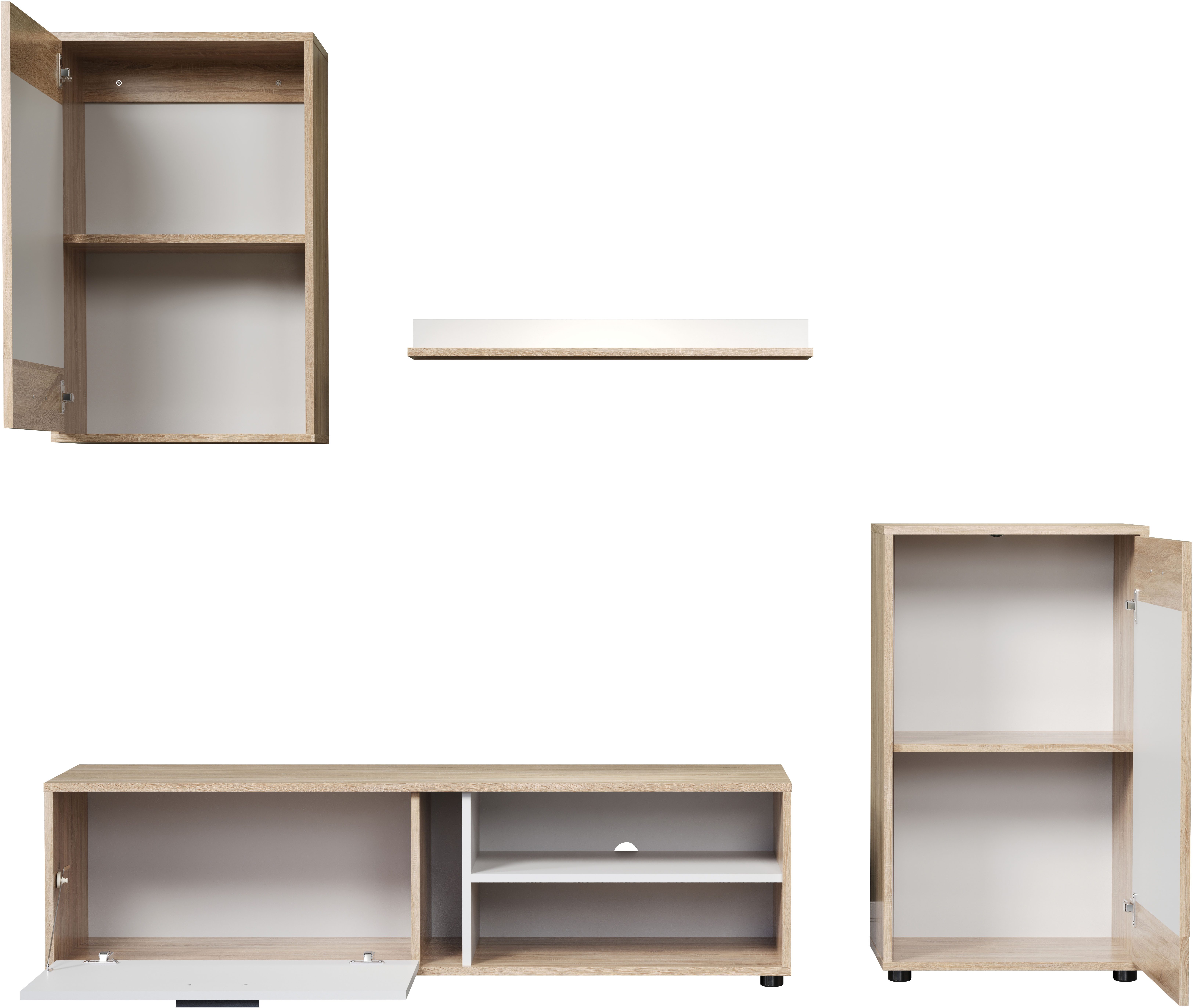 INOSIGN Wandmeubel Valetta incl. lowboard, hangkast, wandplank en highboard (complete set, 4-delig)