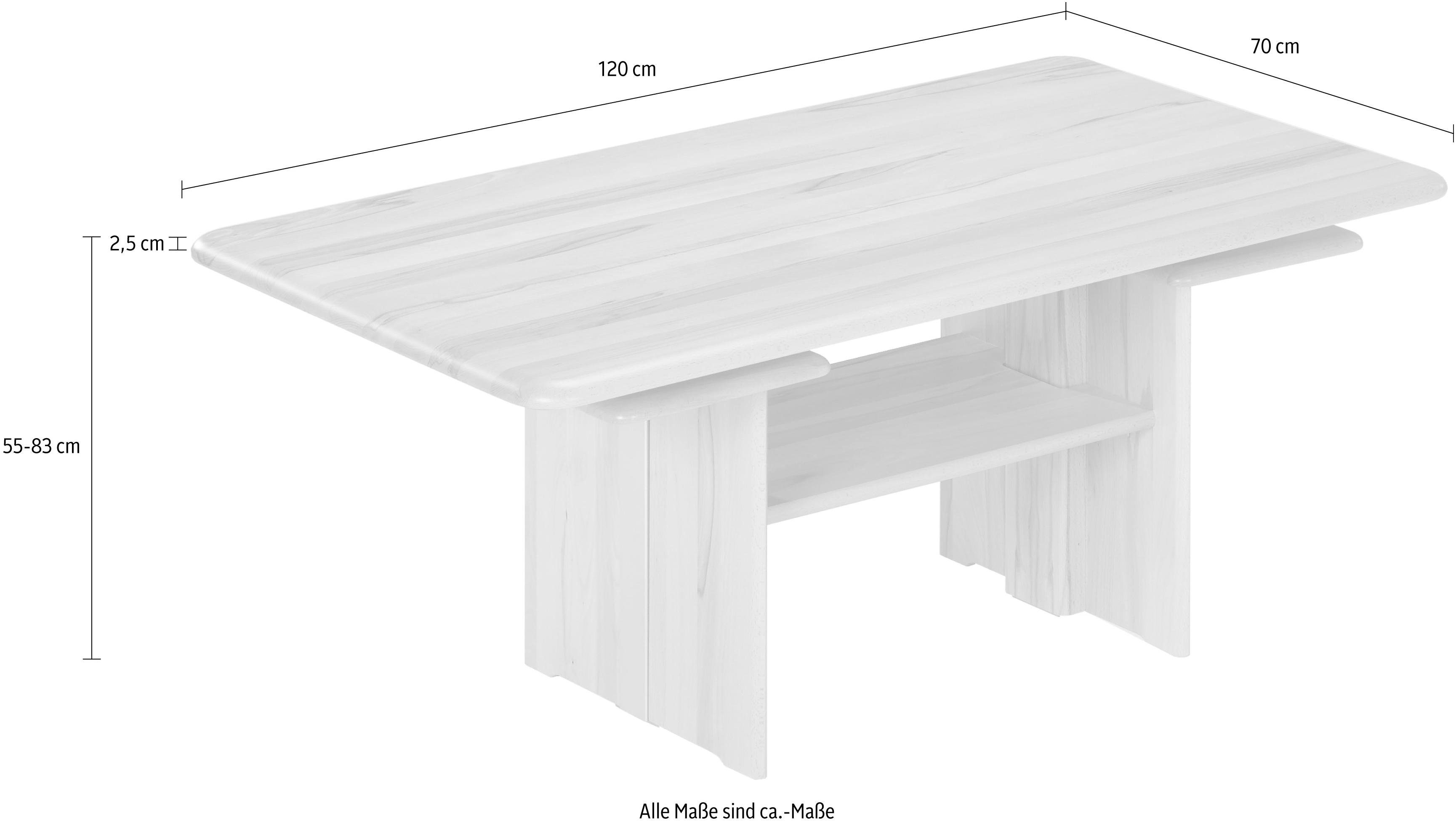 Vierhaus Salontafel Viola Salontafel, in hoogte verstelbaar door Ilse liftmechanisme:, plank