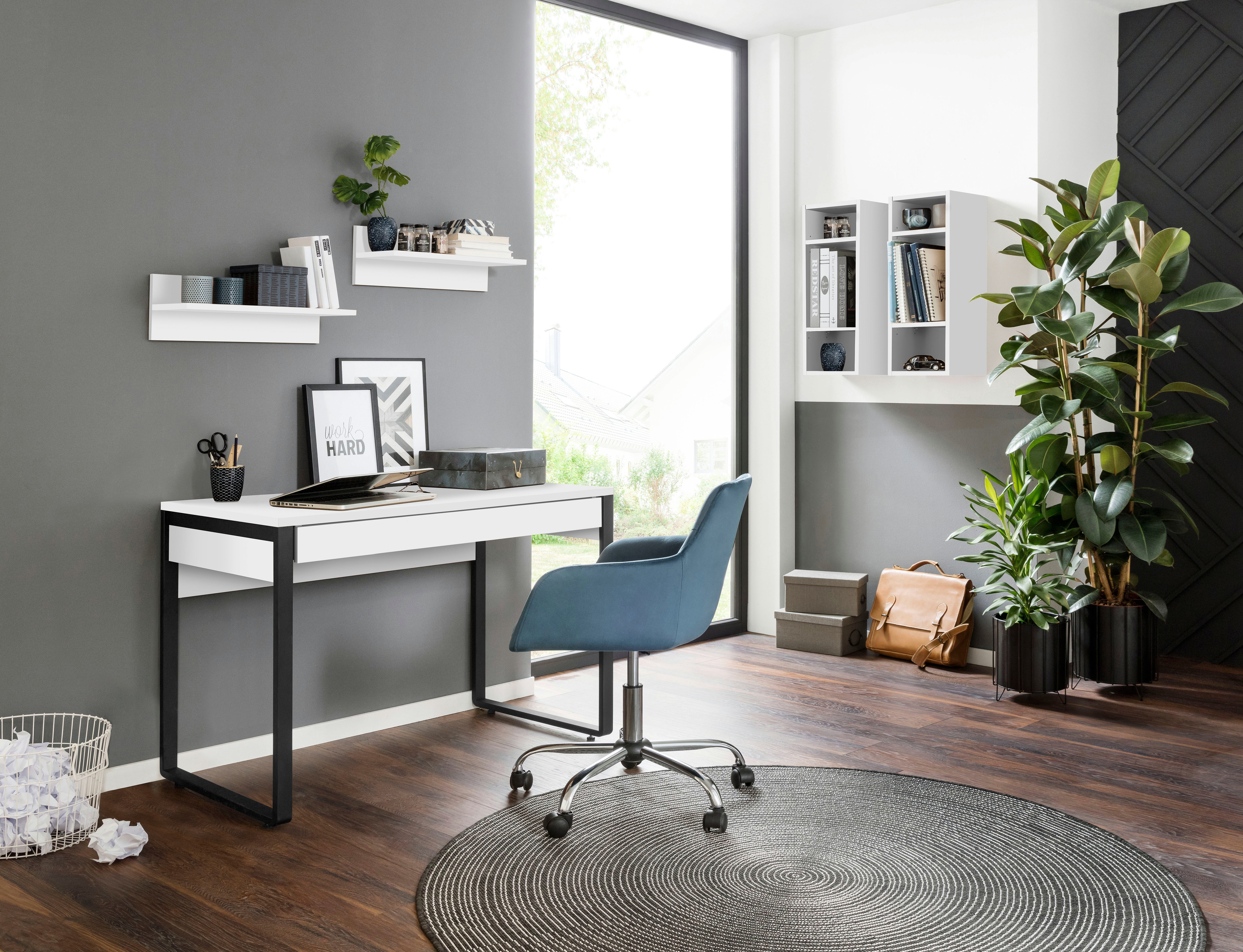 Places of Style Bureau Moid, Computertafel in modern design, Breedte 120/140/160 cm, met metalen poten & lade