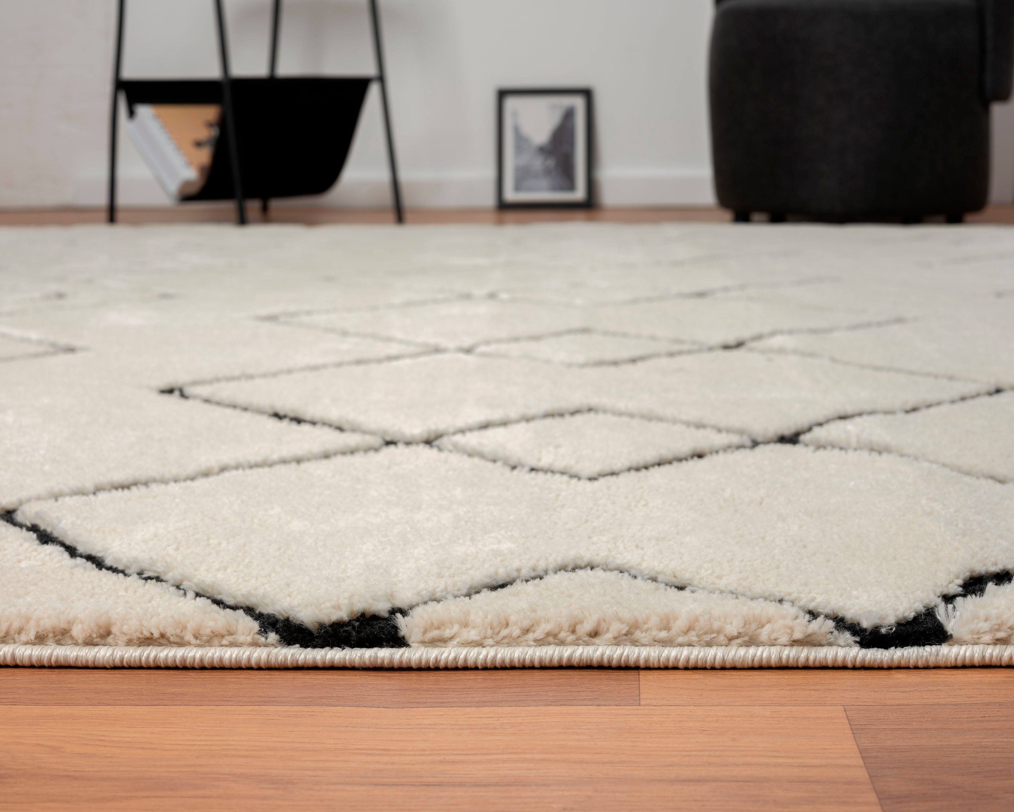 Myflair Möbel & Accessoires Hoogpolig vloerkleed Moroccan Mural modern, marokkaans ontwerp, fluffy zacht, met franjes
