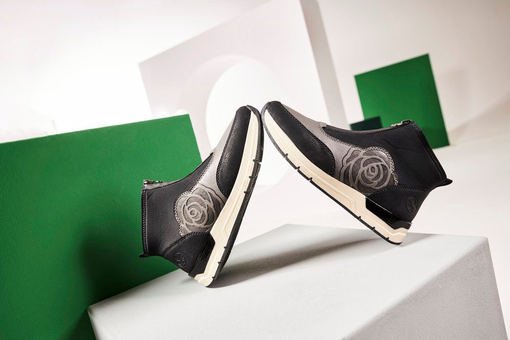 Rieker Slip-on sneakers instaplaarzen, enkellaars, high top sneaker in vegan uitvoering