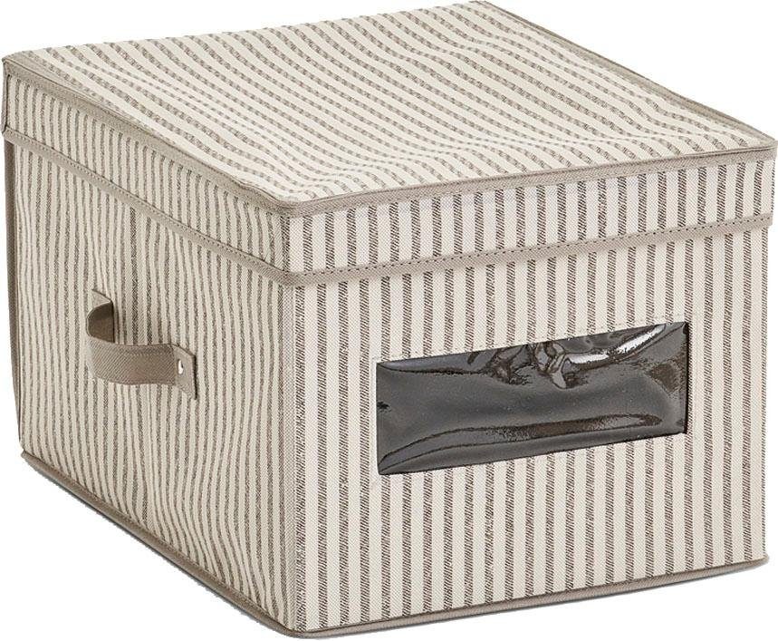 Zeller Present Opbergbox Strepen Fleece, beige