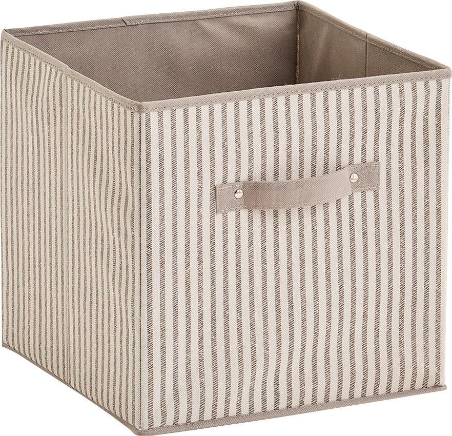 Zeller Present Opbergbox Strepen opvouwbaar, fleece, beige