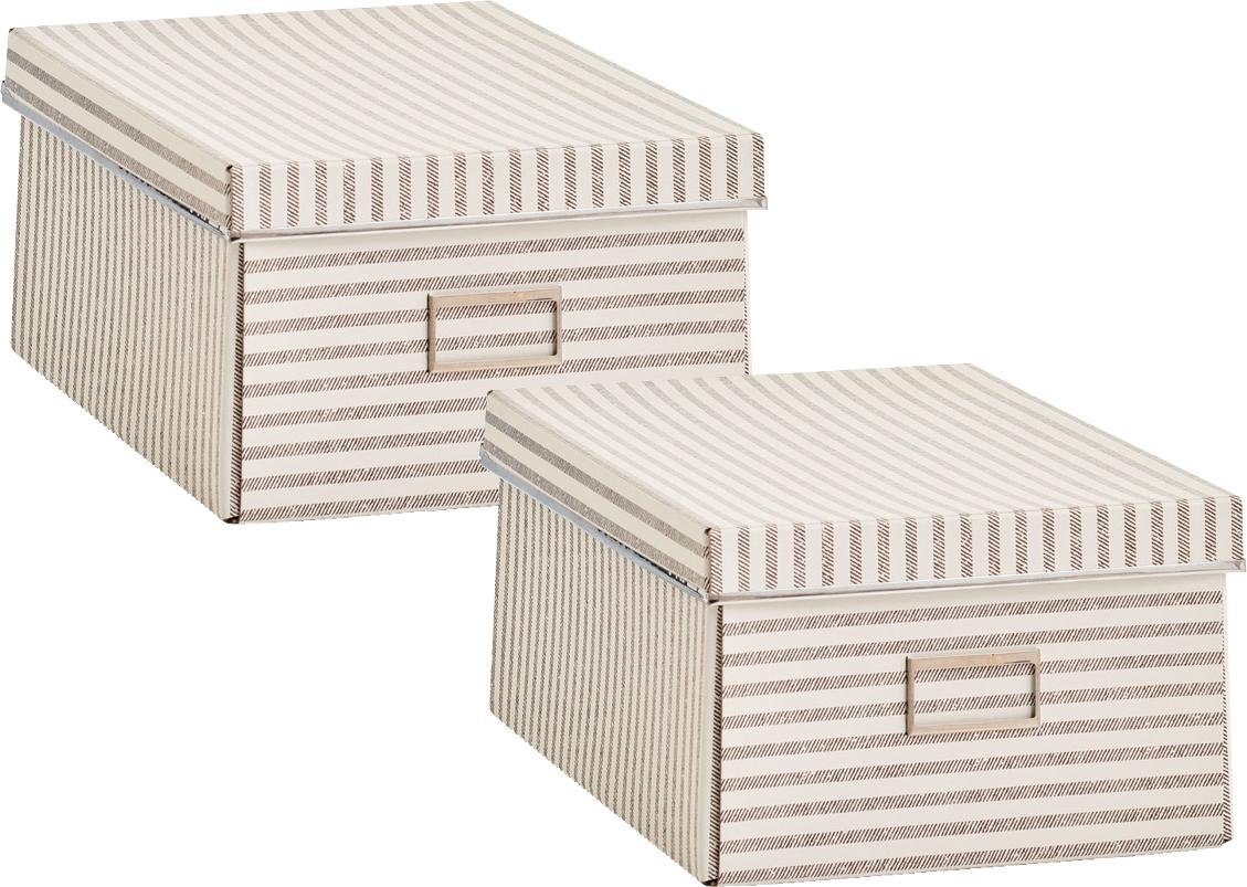 Zeller Present Opbergbox Strepen Karton, beige