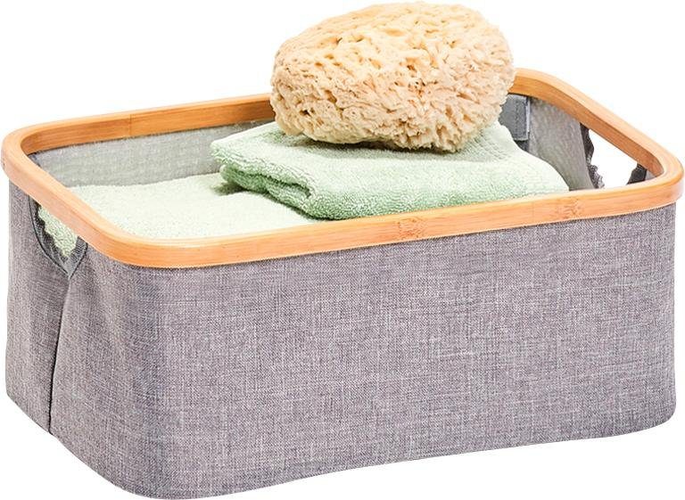 Zeller Present Opbergbox decoratieve opslag met bamboe frame manden & dozen grijs