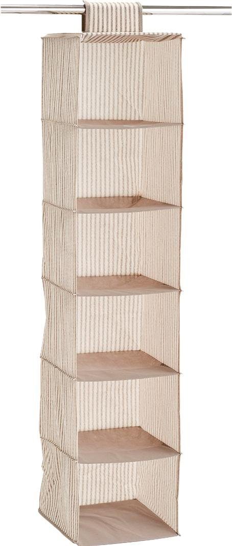 Zeller Present Multifunctionele mand Strepen 6 vakken, fleece, beige