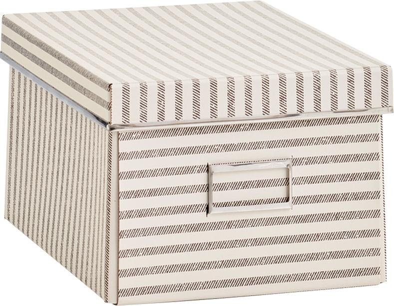 Zeller Present Opbergbox Strepen Karton, beige