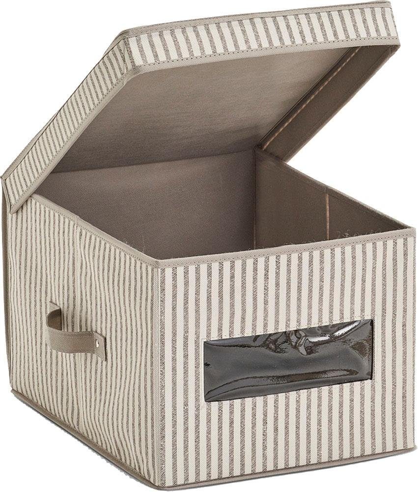 Zeller Present Opbergbox Strepen Fleece, beige