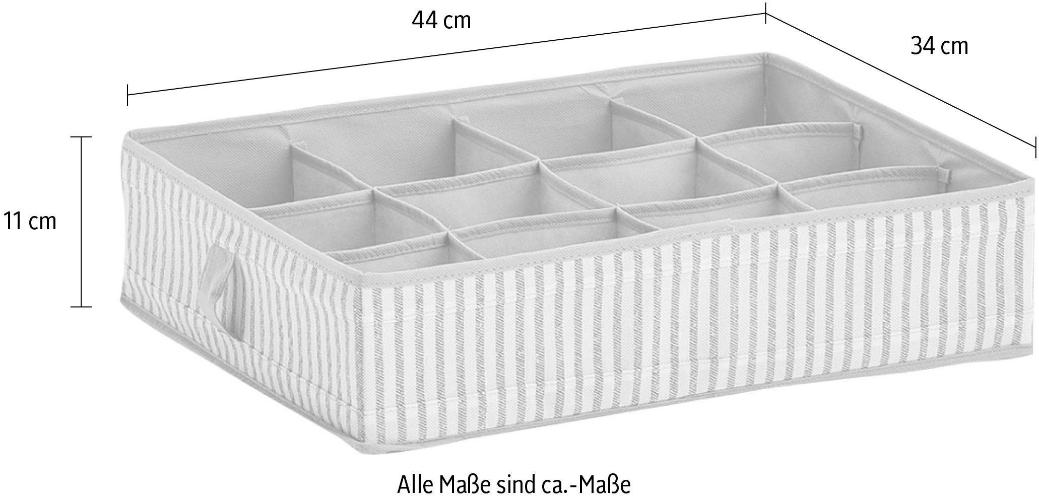 Zeller Present Opbergbox Strepen 12 vakken, opvouwbaar, fleece, beige