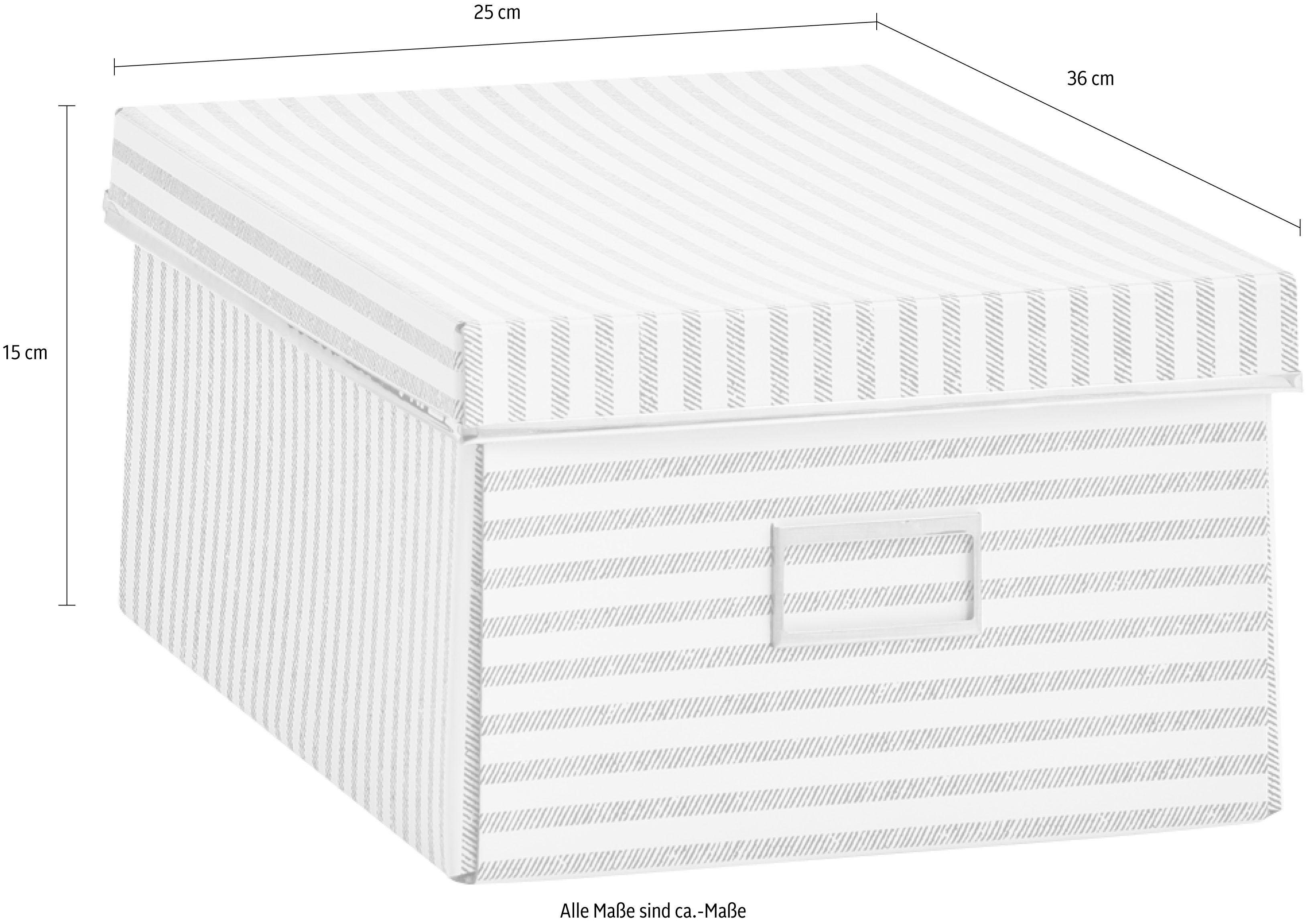 Zeller Present Opbergbox Strepen Karton, beige