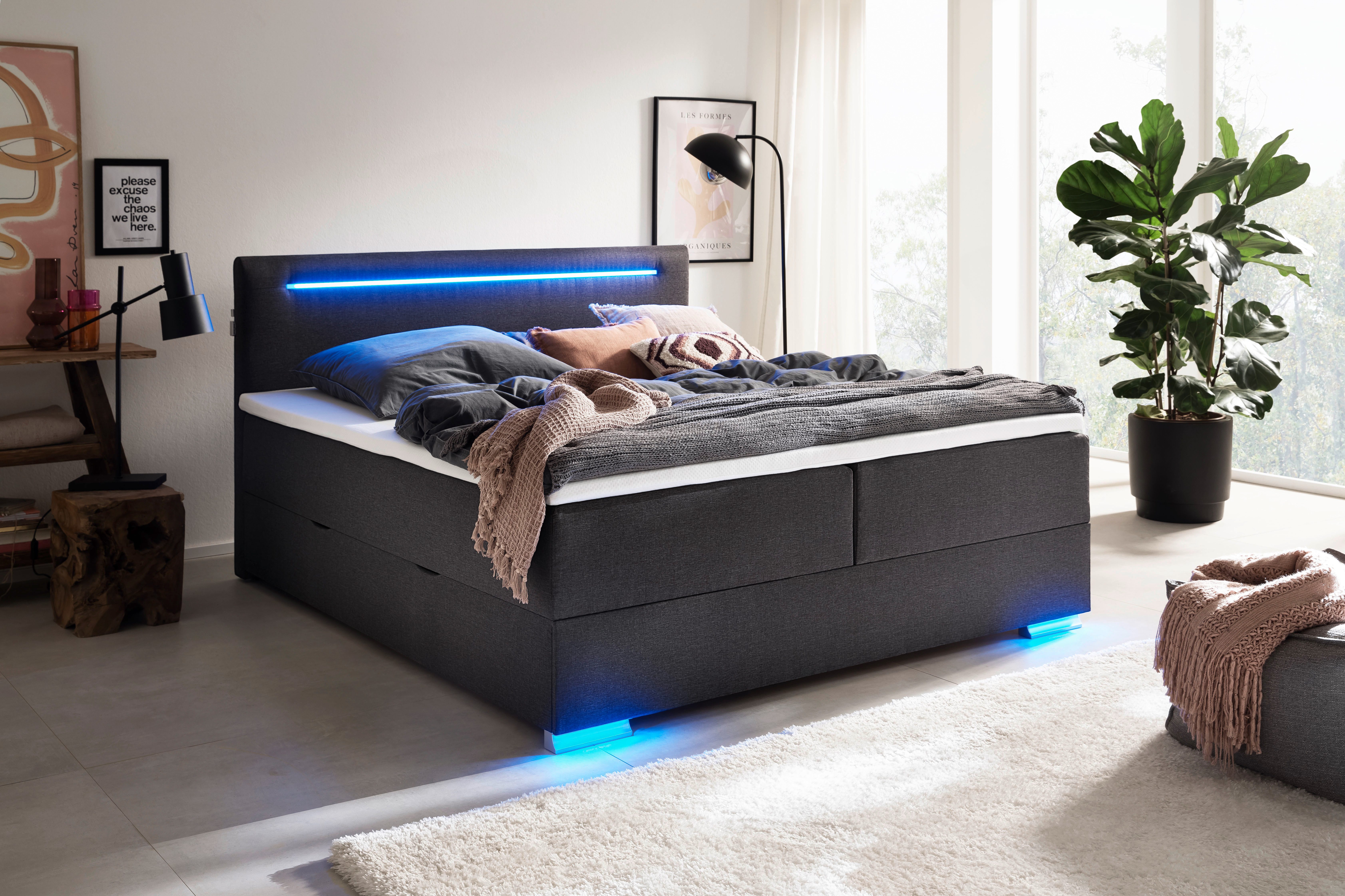 meise.möbel Boxspring Las Vegas Voeten en hoofdbord met ledverlichting, met bedkist en topmatras