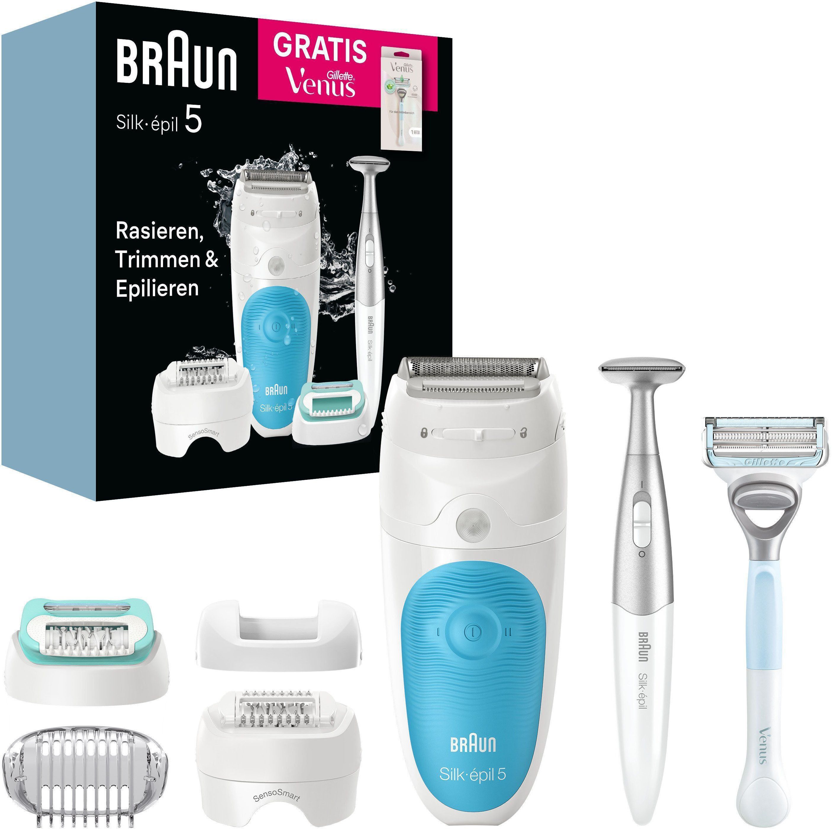 Braun Epilator Silk-épil 5 5-810 Gratis Venus intiem scheermes, Wet&Dry toepassing,...