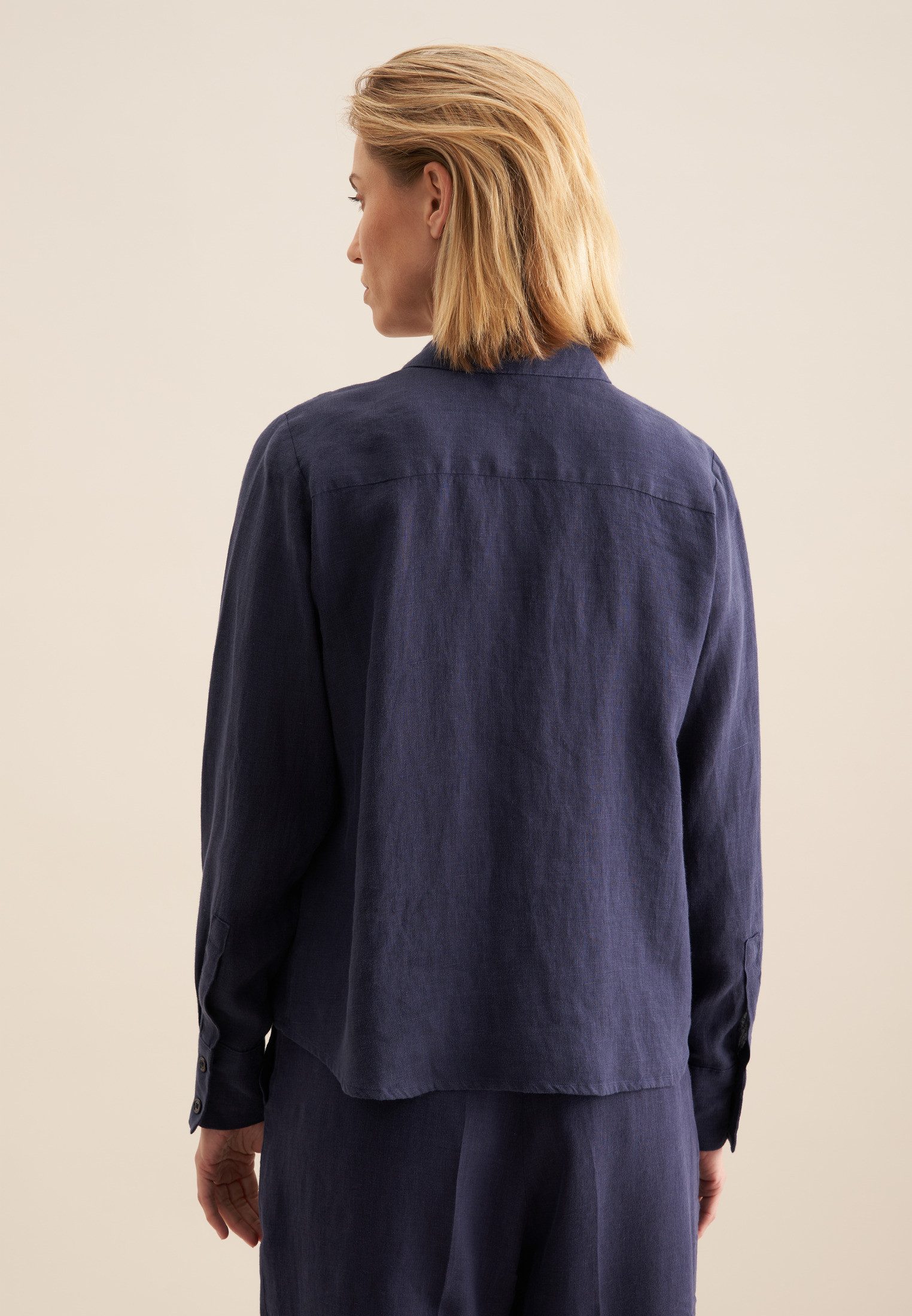 seidensticker Overhemdblouse Zwarte roos Lange mouwen kraag uni