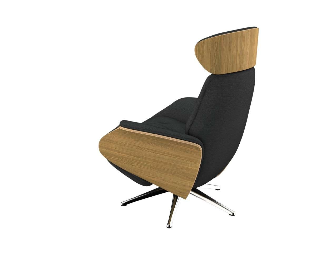 FLEXLUX Relaxfauteuil Volden praktische elektrische fauteuil Maat M, elektrische rug- en voetensteun, accu, armleuning Eiken, aluminium voet