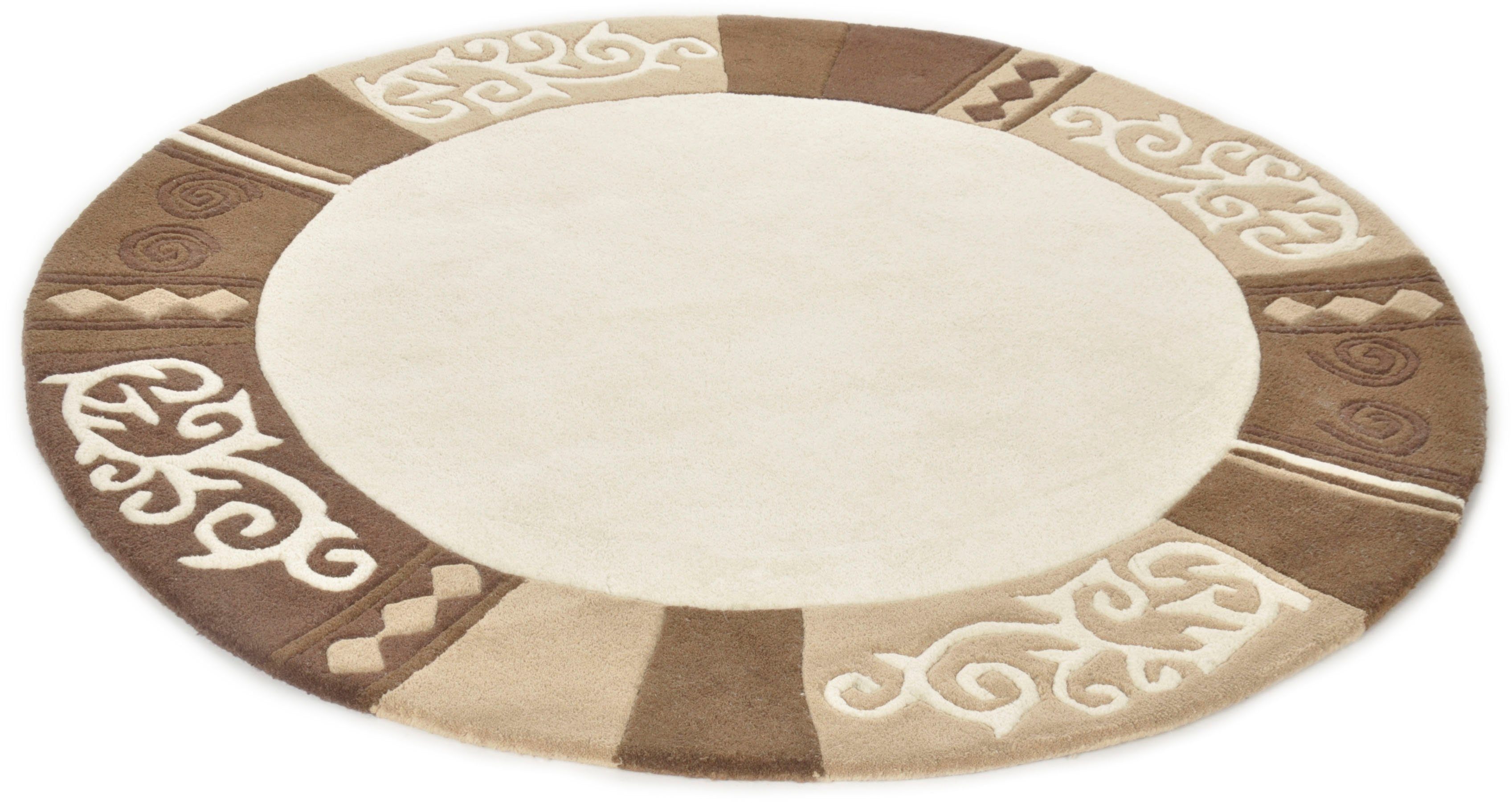 THEKO Wollen kleed AMBADI zuiver scheerwol, handgetuft, met randdessin, modern