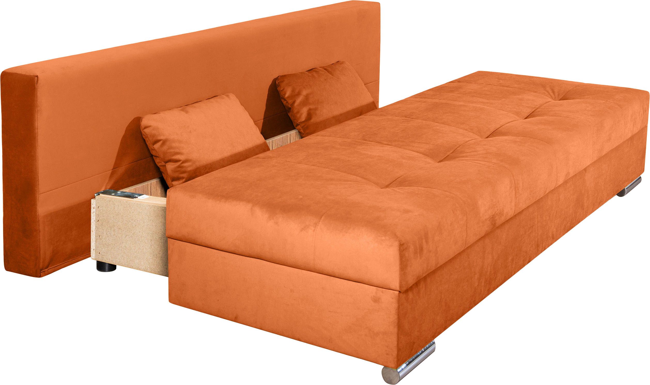 COLLECTION AB Slaapbank Tania met bedfunctie en bedlade comfortabele zitcomfort: veren-kern bekleding, inclusief rugkussen