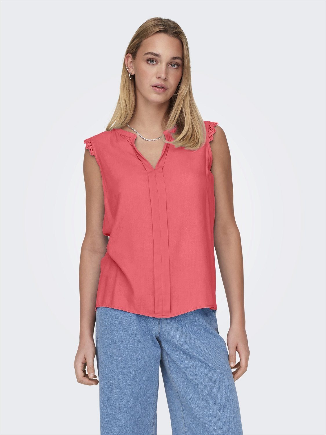 Only Shirttop ONLKIMMI S/L TOP WVN NOOS dames tops maat 36 (S) rood