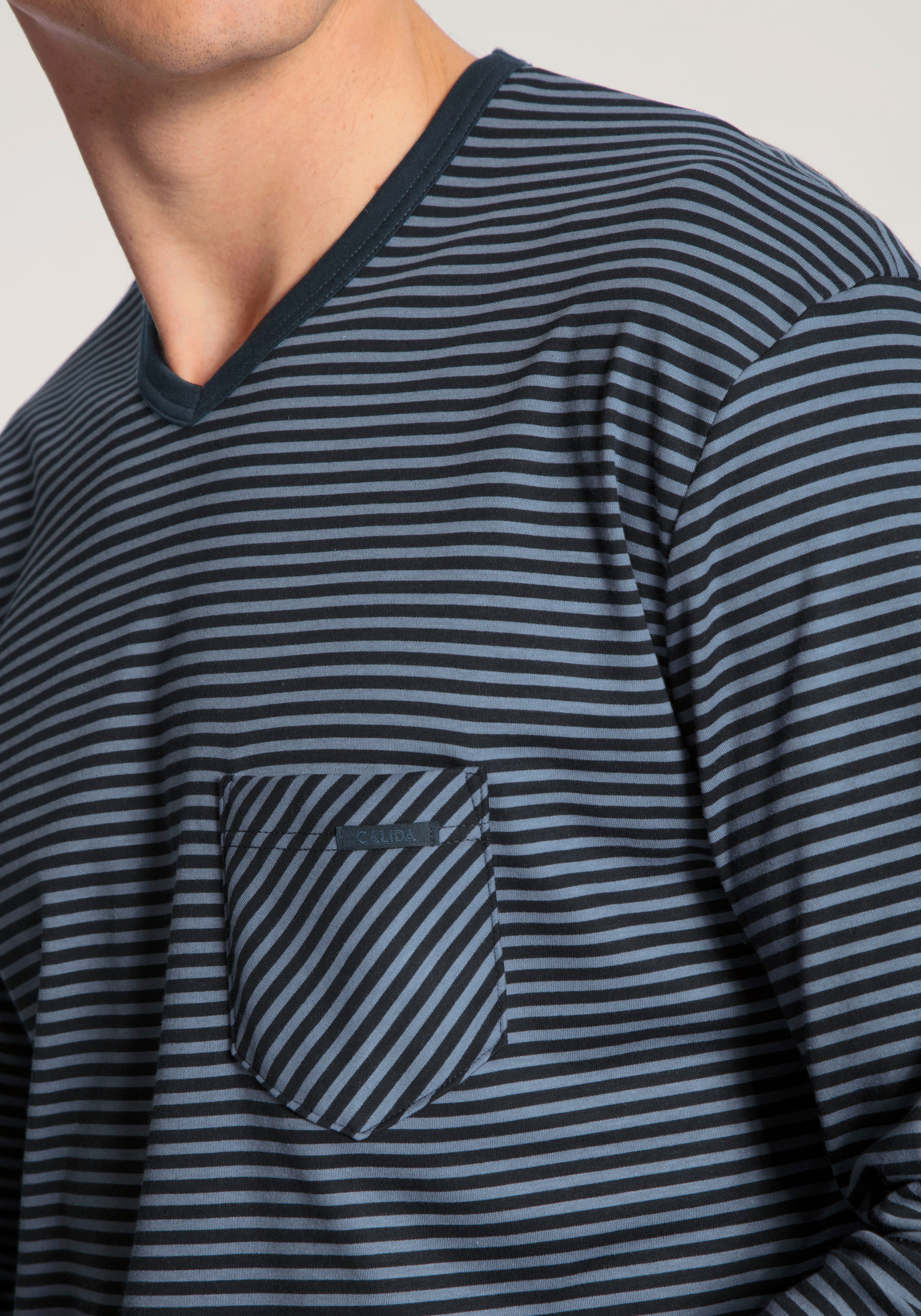 CALIDA Pyjama Relax Streamline met v-hals en boorden (set, 2-delig)