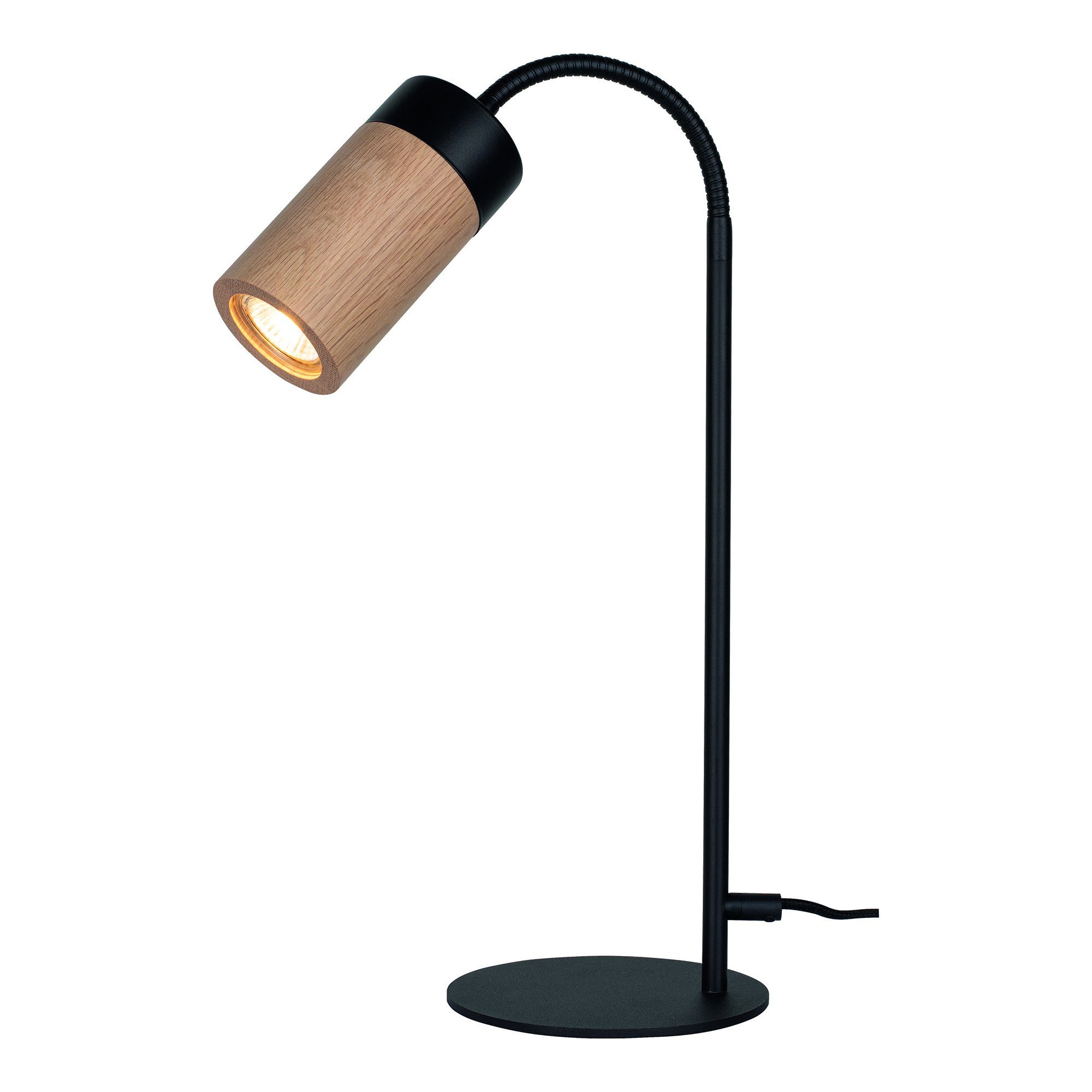 BRITOP LIGHTING Tafellamp ANNICK Flexibele arm, ledverlichting inclusief, chic eikenhout en metaal