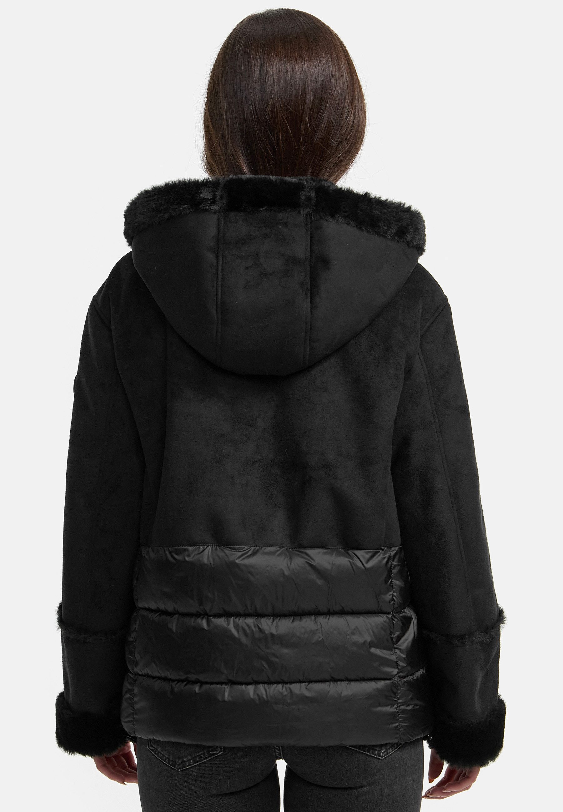 MANISA Kort jack met teddyfleece-capuchon