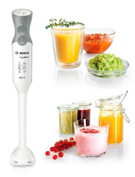 BOSCH Staafmixer ErgoMixx MSM66020, beker, hakker, 4 messen, 12 standen, wit