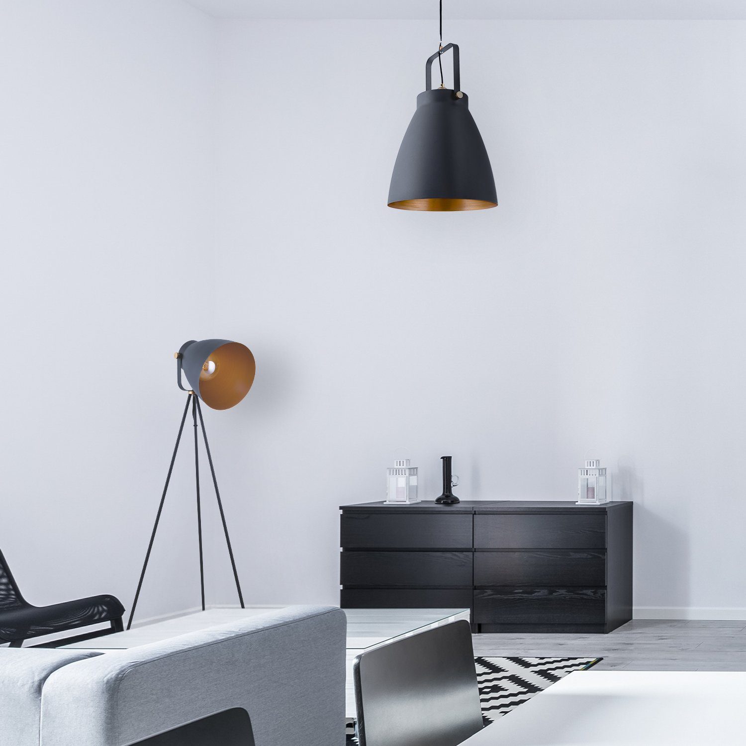 Paco Home Hanglamp BOONE PD Staande lamp modern woonkamer Industrial koplamp design E27