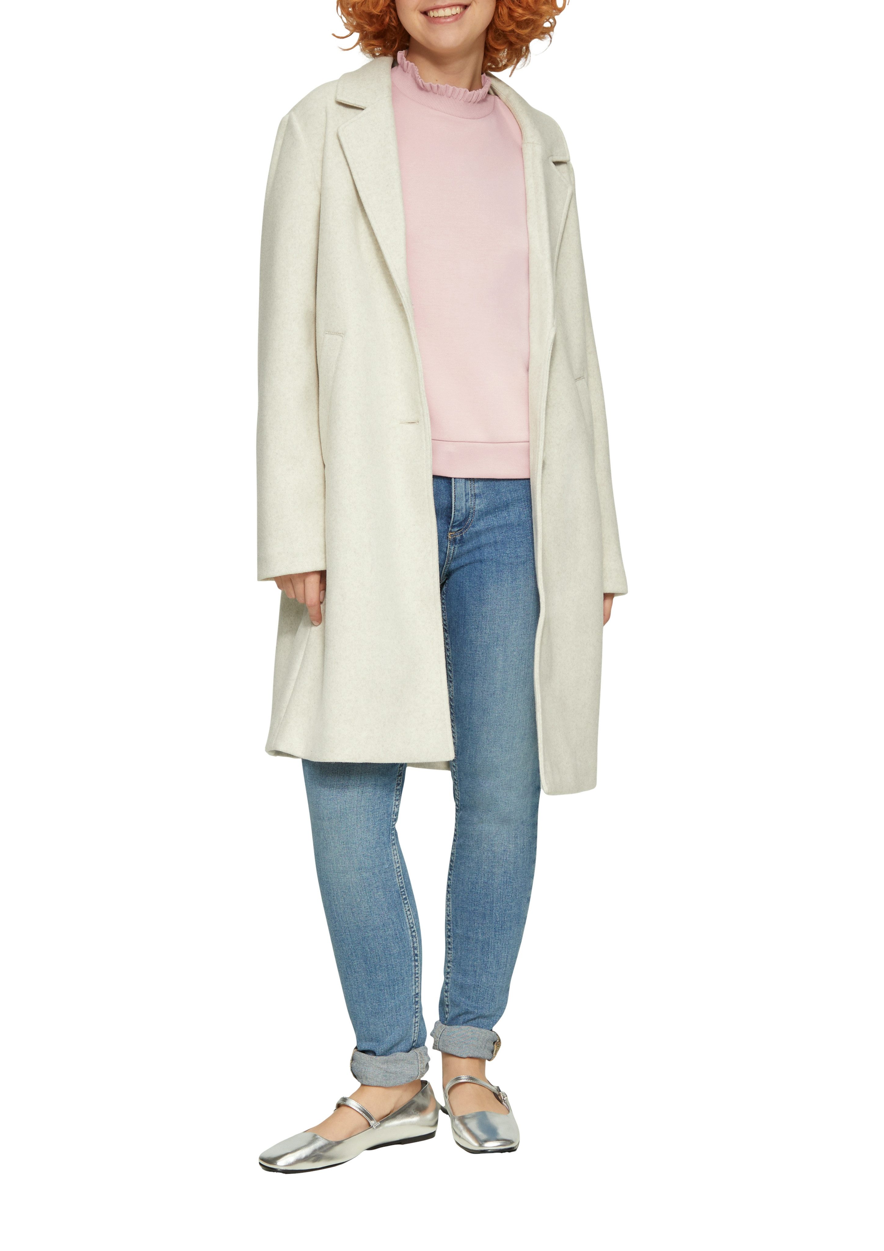 Q S designed by Sweatshirt met gegolfde kraag
